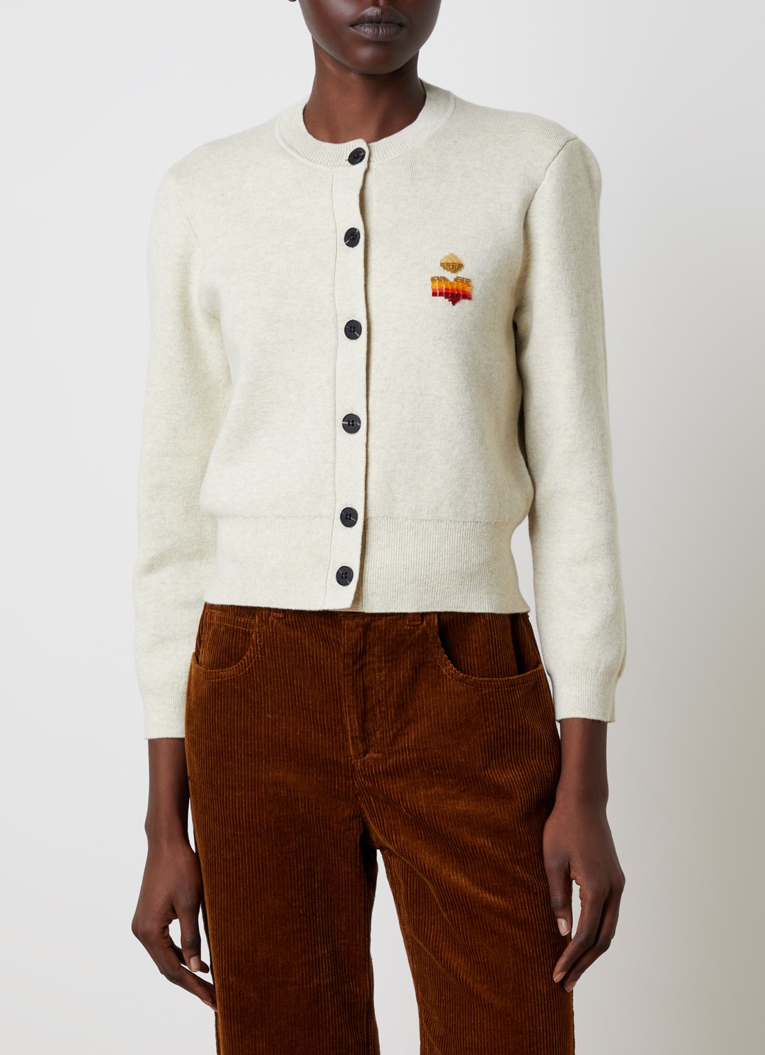 Isabel Marant Kemal fijngebreide trui in wolblend met logo - detail grijsmele