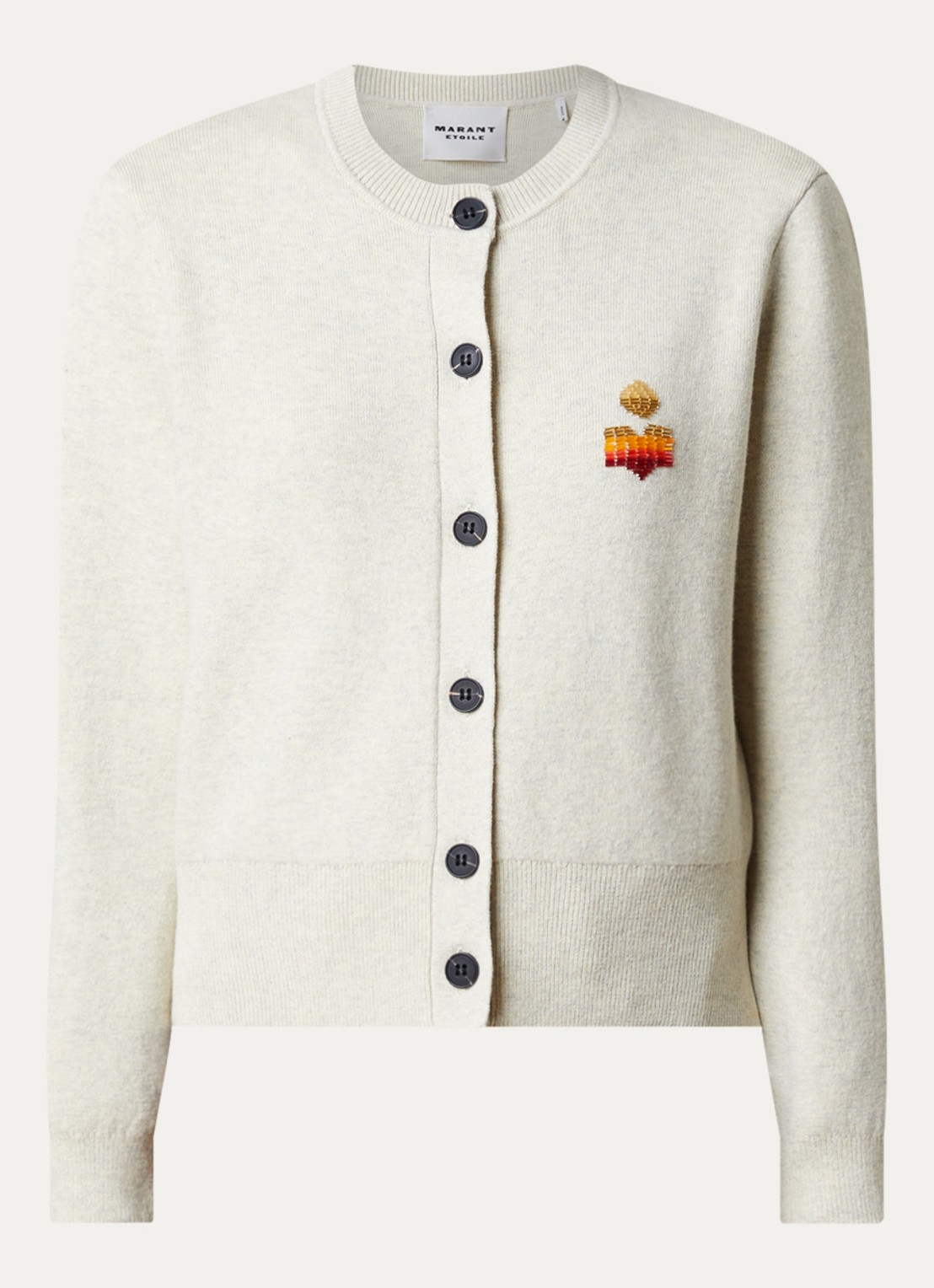 Isabel Marant Kemal fijngebreide trui in wolblend met logo - voorkant 3 grijsmele