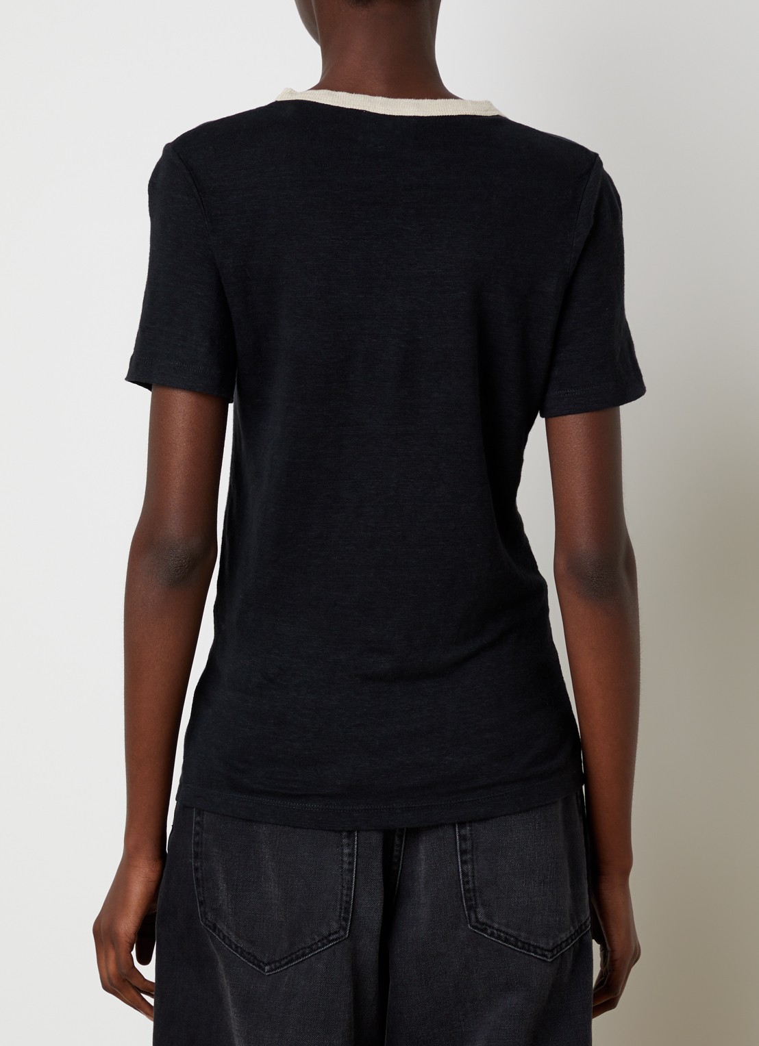 Isabel Marant Kiliann T-shirt van linnen met logoprint - achterkant 3 zwart