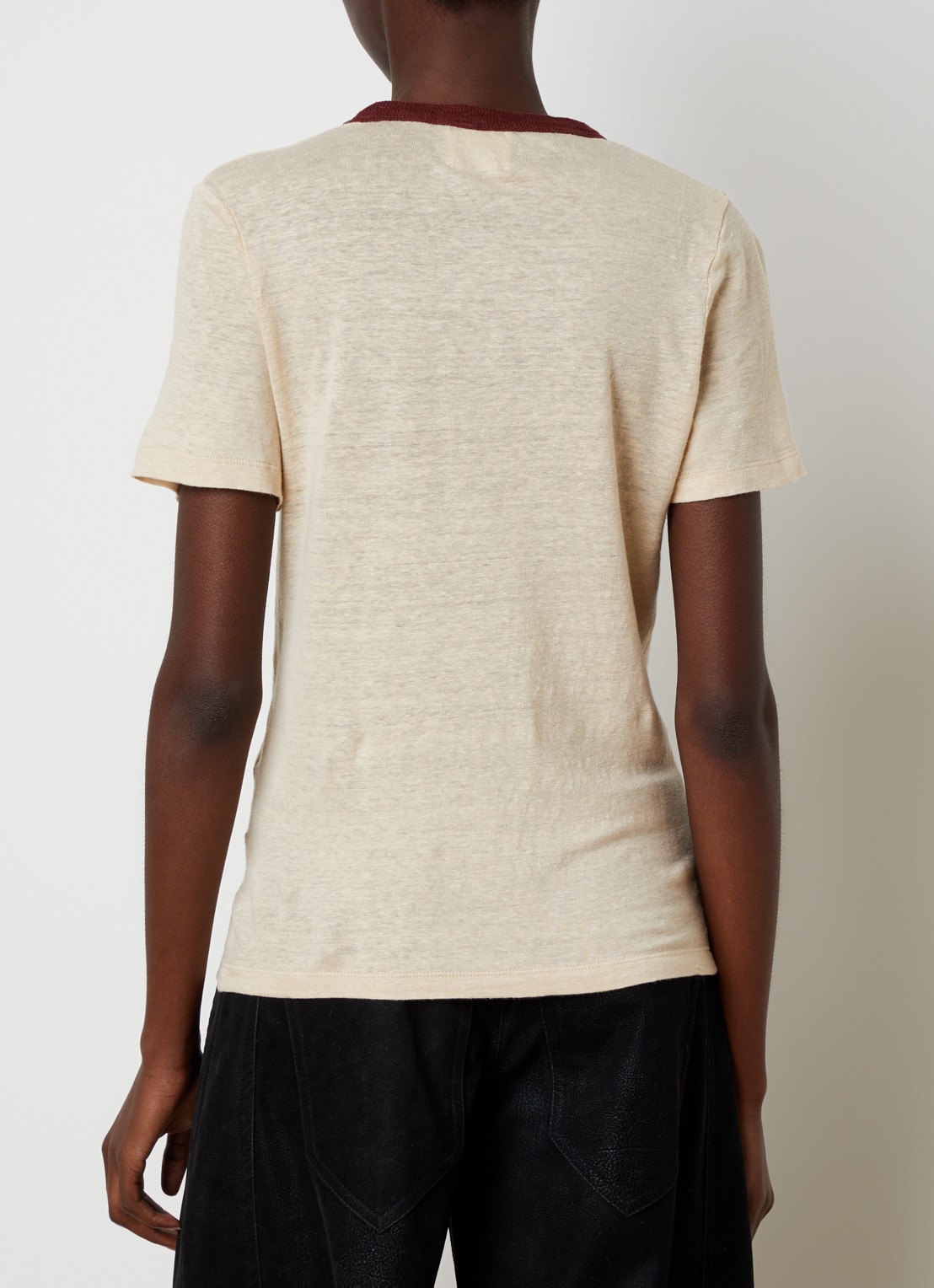 Isabel Marant Kiliann T-shirt van linnen met logoprint - achterkant beige