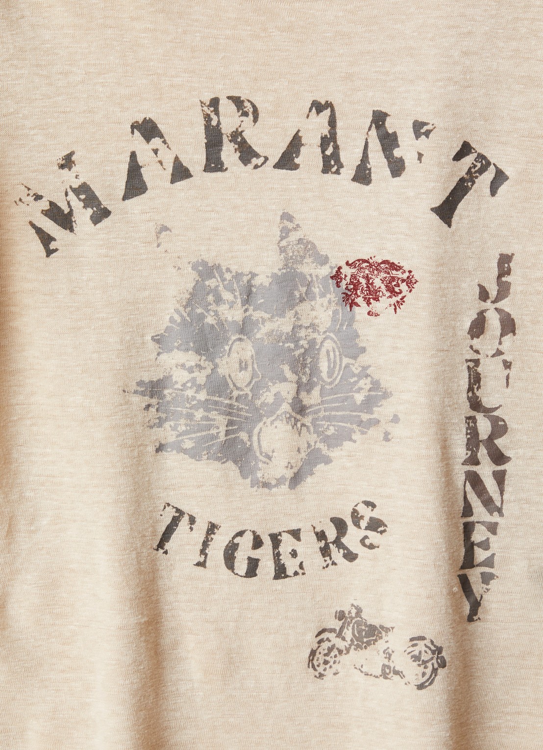 Isabel Marant Kiliann T-shirt van linnen met logoprint - detail 3 beige