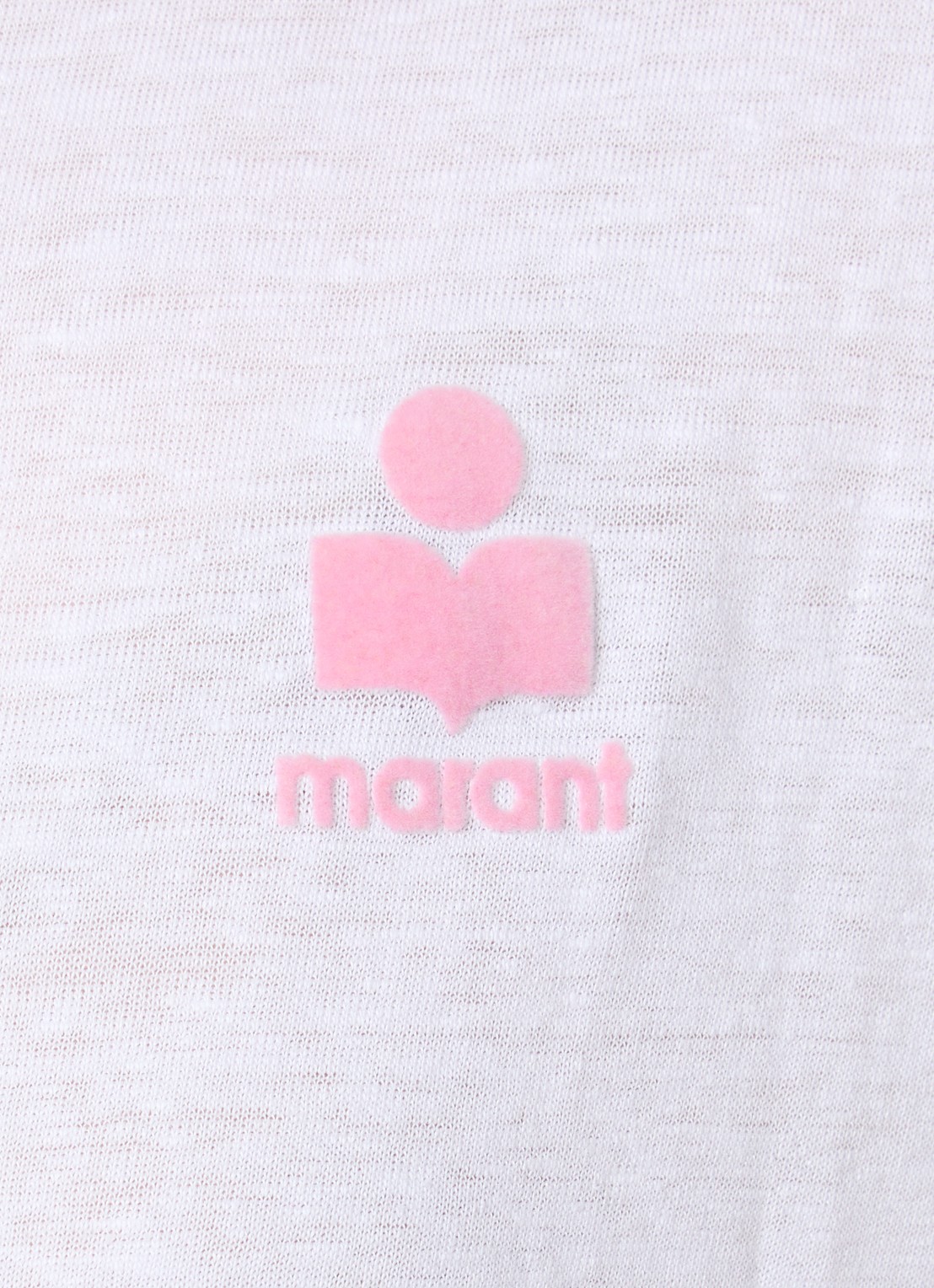 Isabel Marant Koldia semi-transparant T-shirt van linnen met flock logoprint - detail 2 wit