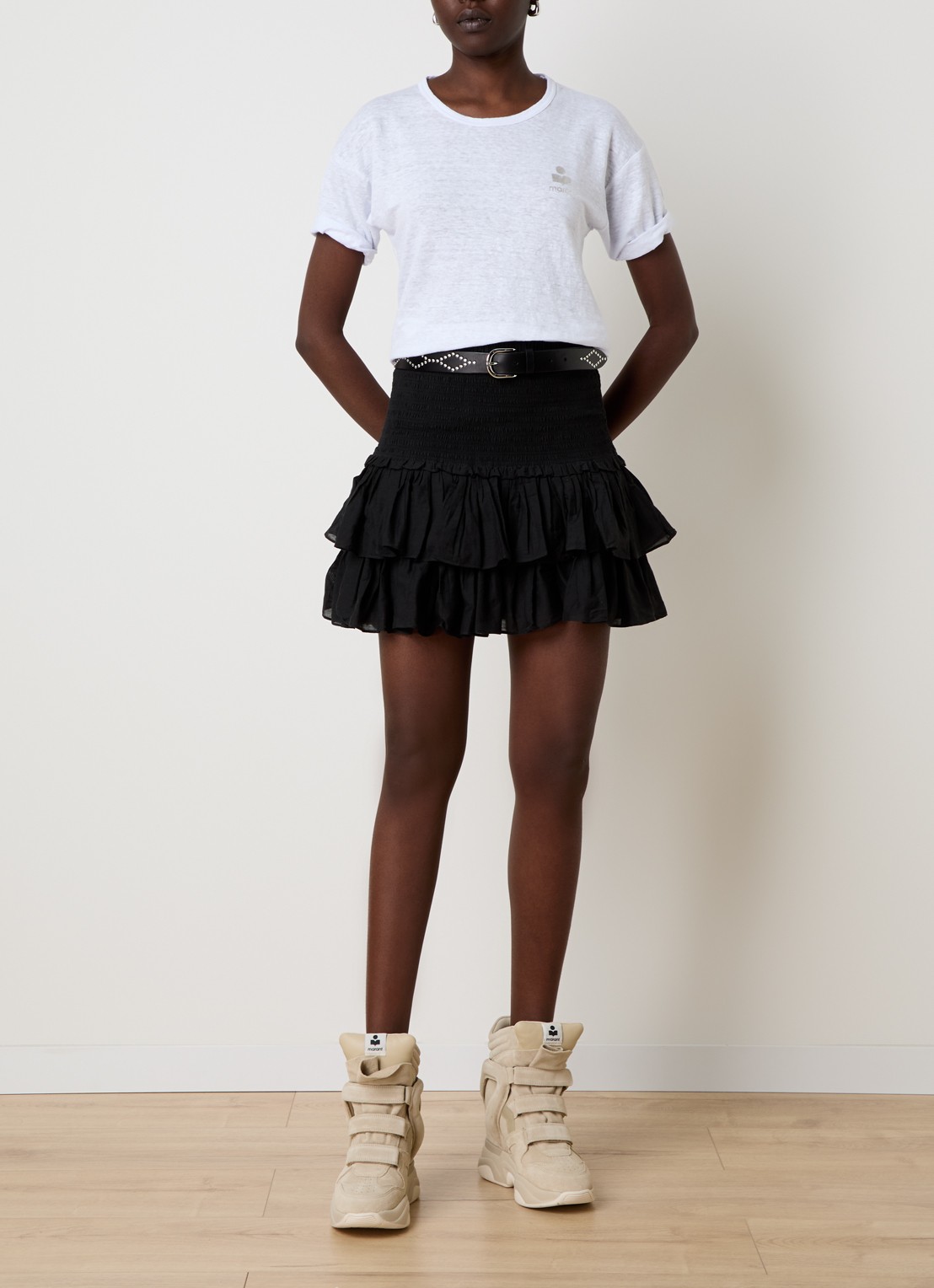 Isabel Marant Kolida T-shirt van linnen met logo - voorkant 5 wit