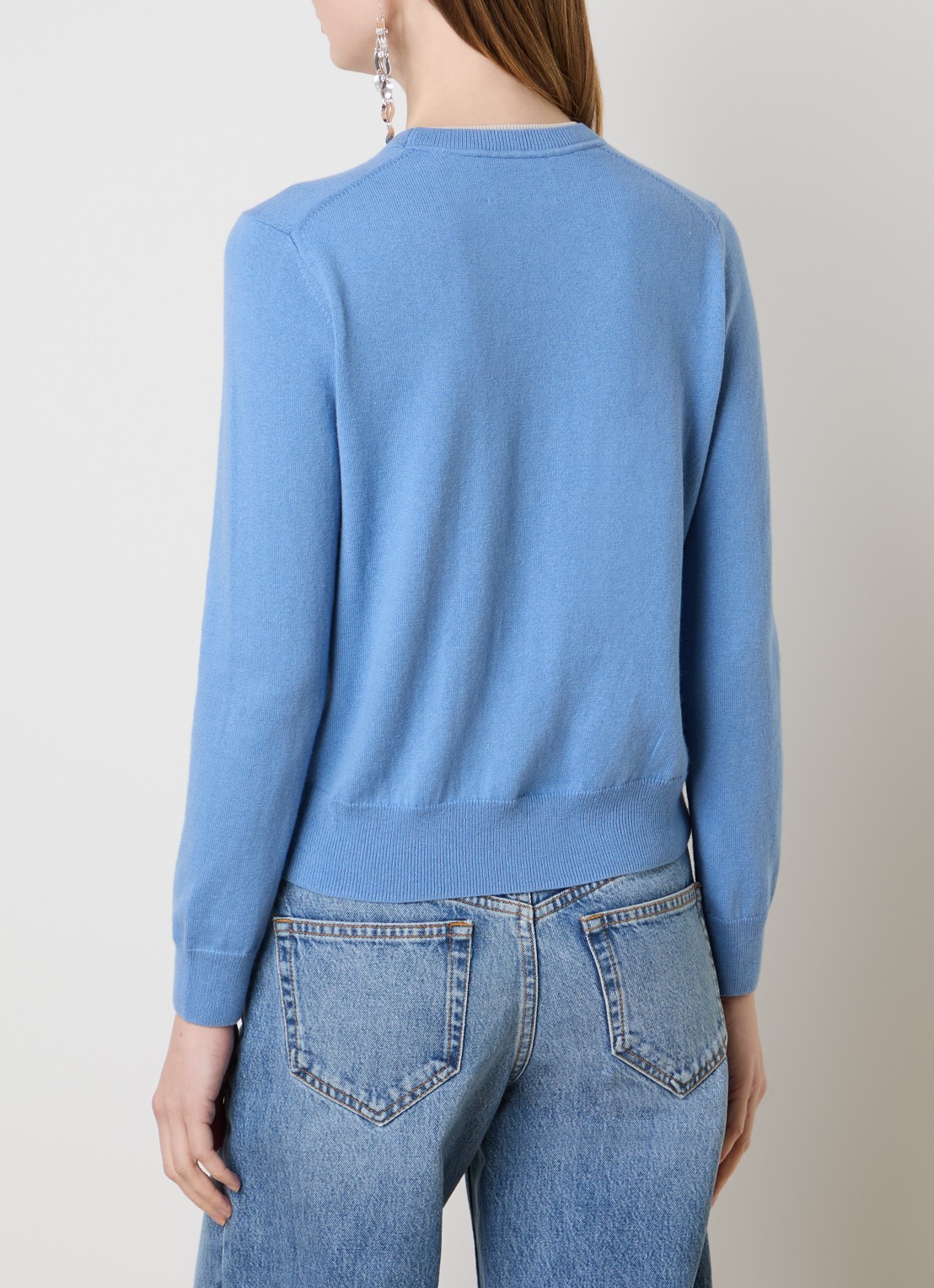 Isabel Marant Lanta fijngebreide trui in wolblend met ingebreide logo - achterkant 5 blauwgrijs