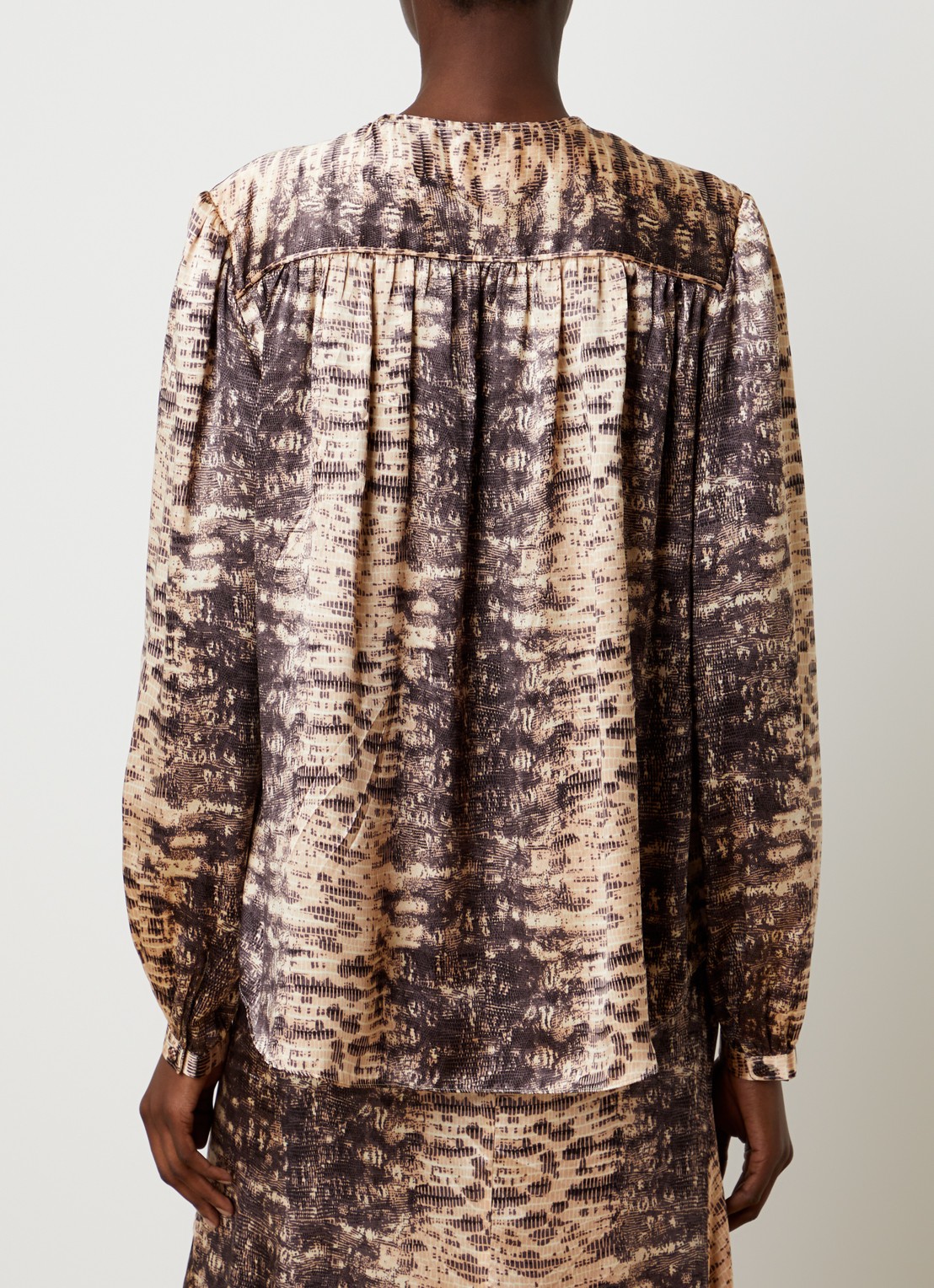 Isabel Marant Laraya tuniek van zijde met slangenprint - achterkant beige