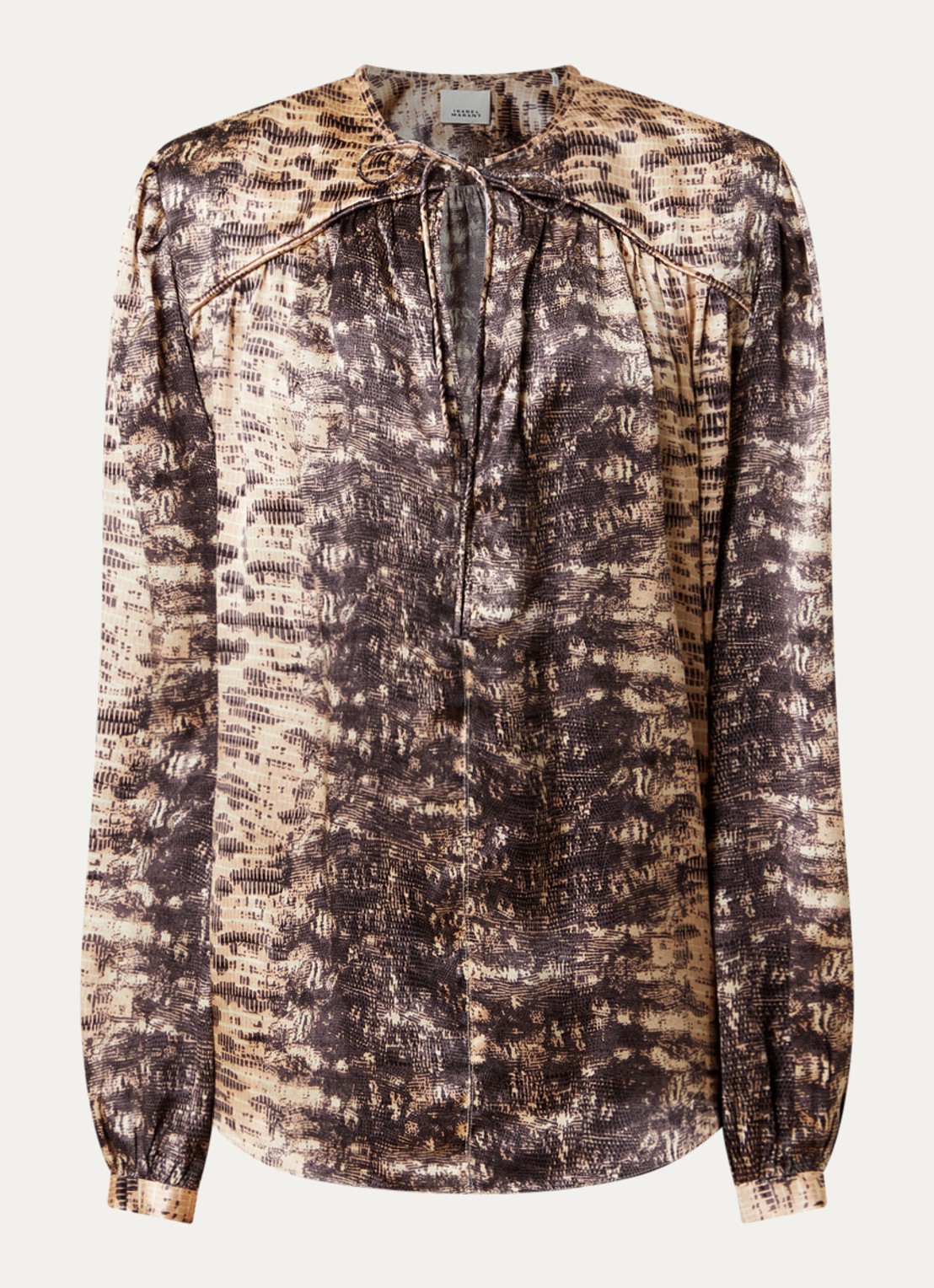 Isabel Marant Laraya tuniek van zijde met slangenprint - voorkant 2 beige