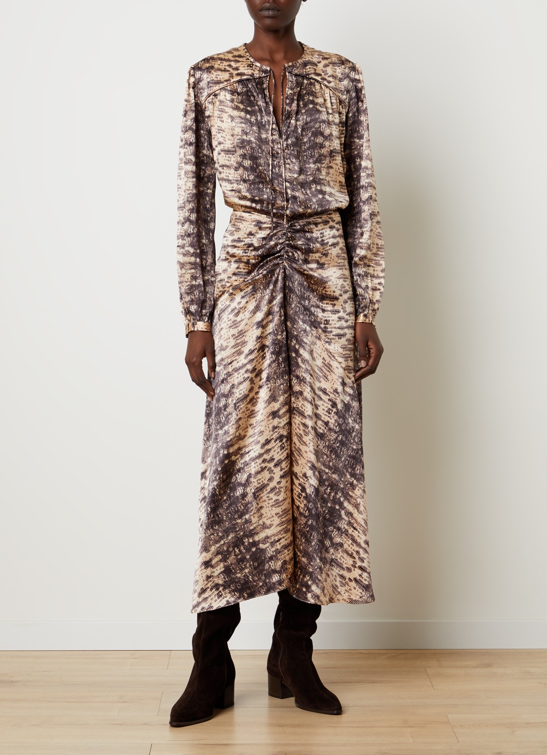 Isabel Marant Laraya tuniek van zijde met slangenprint - voorkant 3 beige