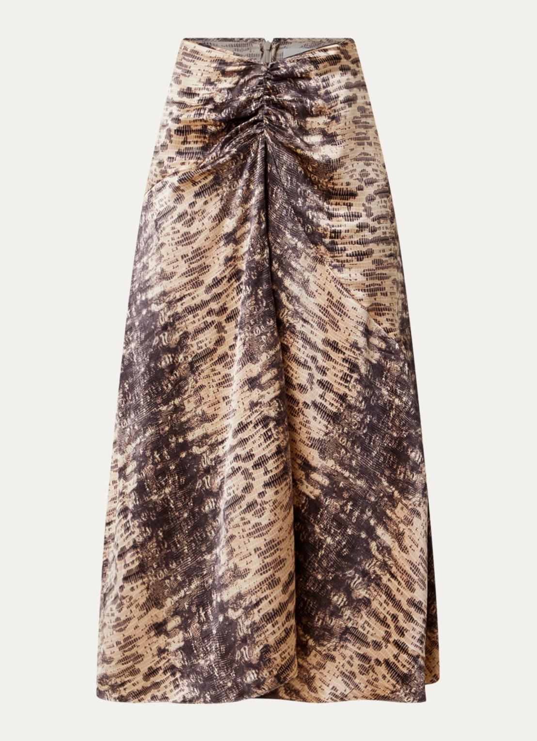 Isabel Marant Laren midirok van zijde met slangenprint - voorkant 4 beige