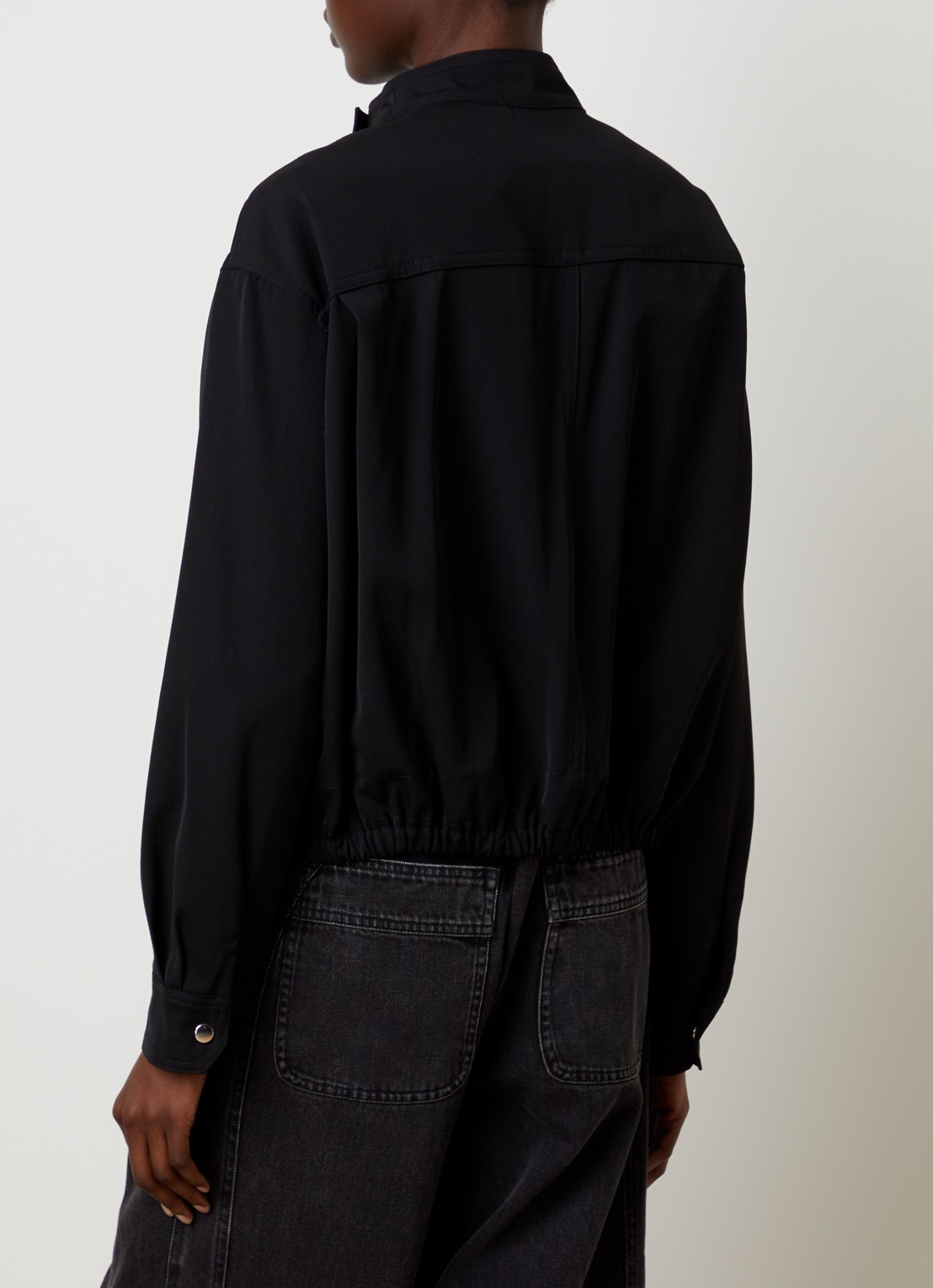 Isabel Marant Laura bomberjack van scheerwol met asymmetrisch detail - achterkant 4 zwart