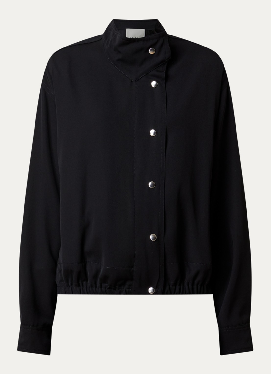 Isabel Marant Laura bomberjack van scheerwol met asymmetrisch detail - voorkant 5 zwart