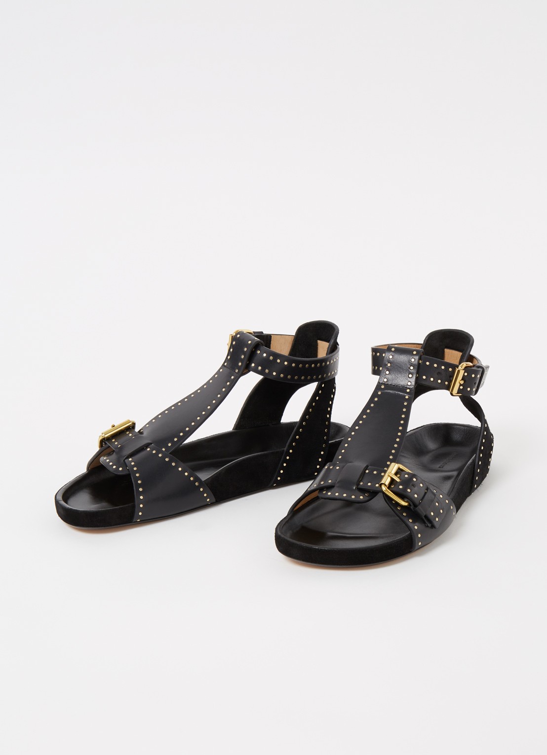 Isabel Marant Layne sandaal van leer en suède met studs - detail 4 zwart