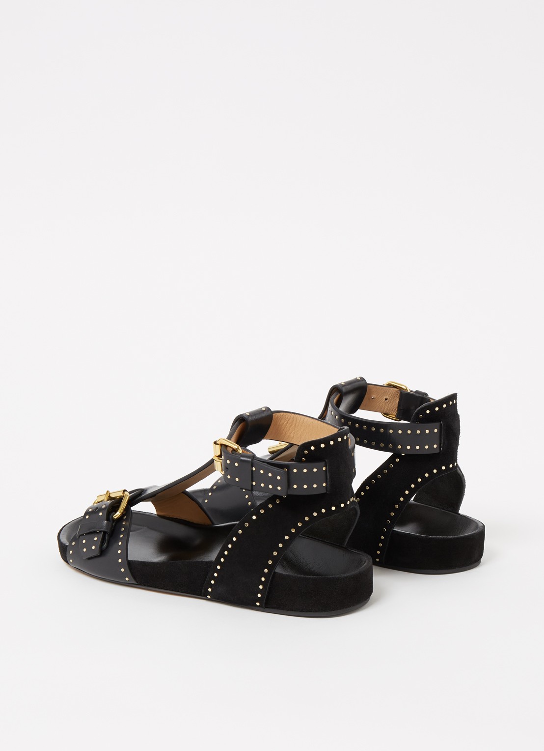 Isabel Marant Layne sandaal van leer en suède met studs - detail 5 zwart