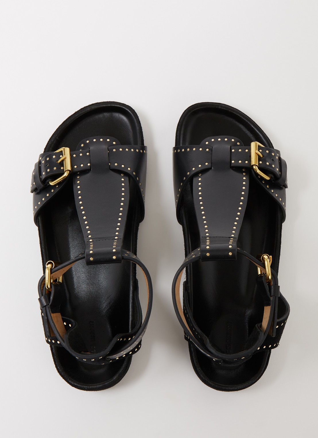 Isabel Marant Layne sandaal van leer en suède met studs - detail 6 zwart