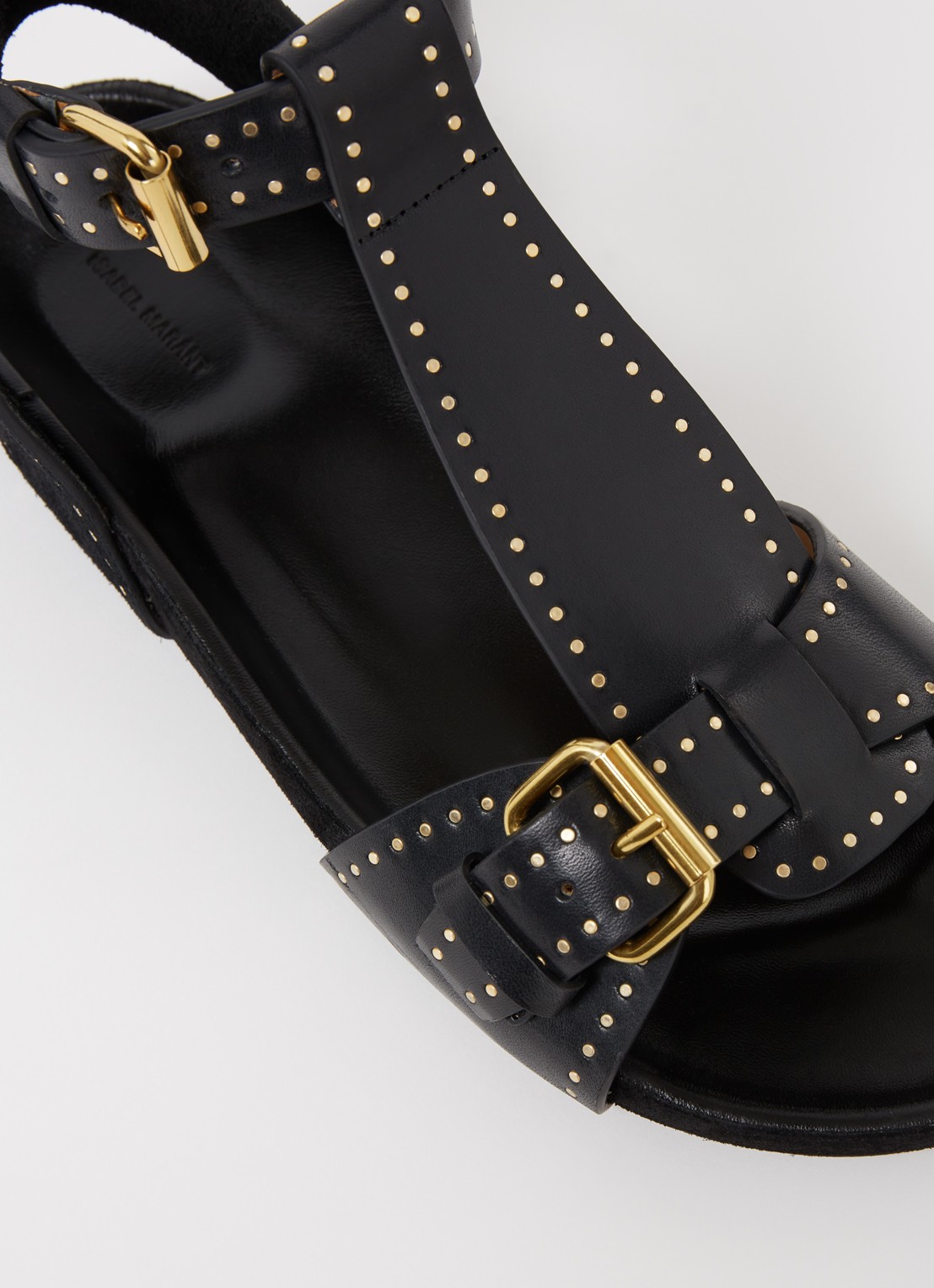 Isabel Marant Layne sandaal van leer en suède met studs - detail 7 zwart