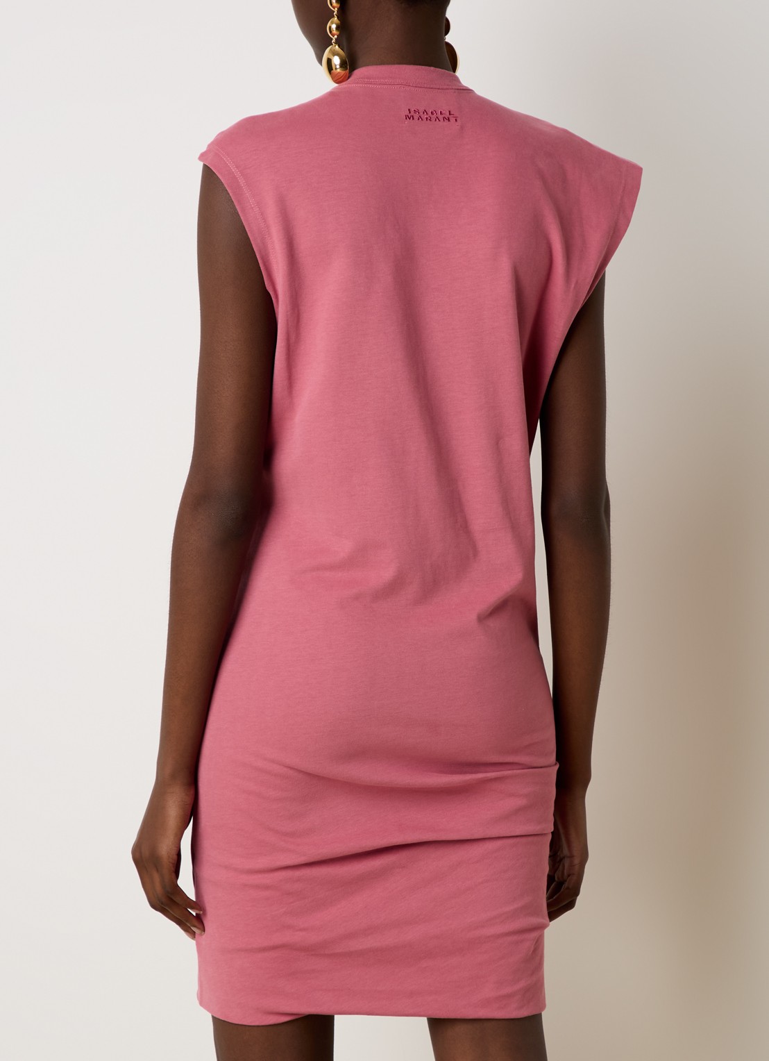 Isabel Marant Leany mini jurk met plooidetail - achterkant 3 roze
