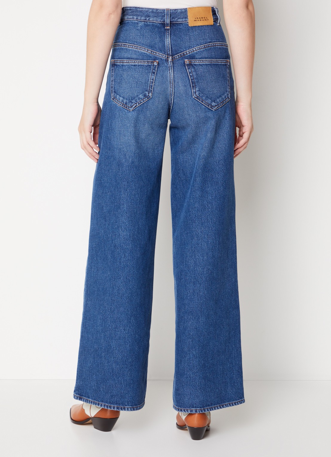 Isabel Marant Lemony high waist wide fit jeans met medium wassing - achterkant indigo