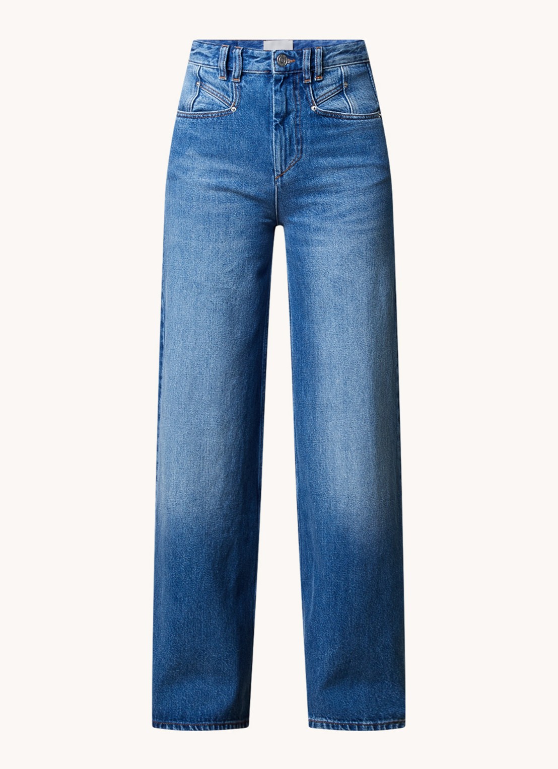 Isabel Marant Lemony high waist wide leg jeans met medium wassing - voorkant indigo
