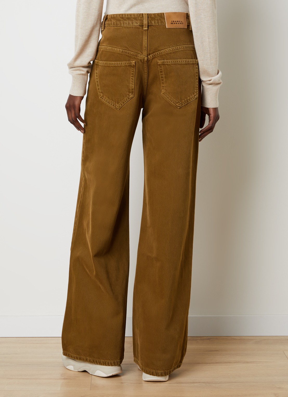 Isabel Marant Lemony high waist wide leg jeans met steekzakken - achterkant 3 brons