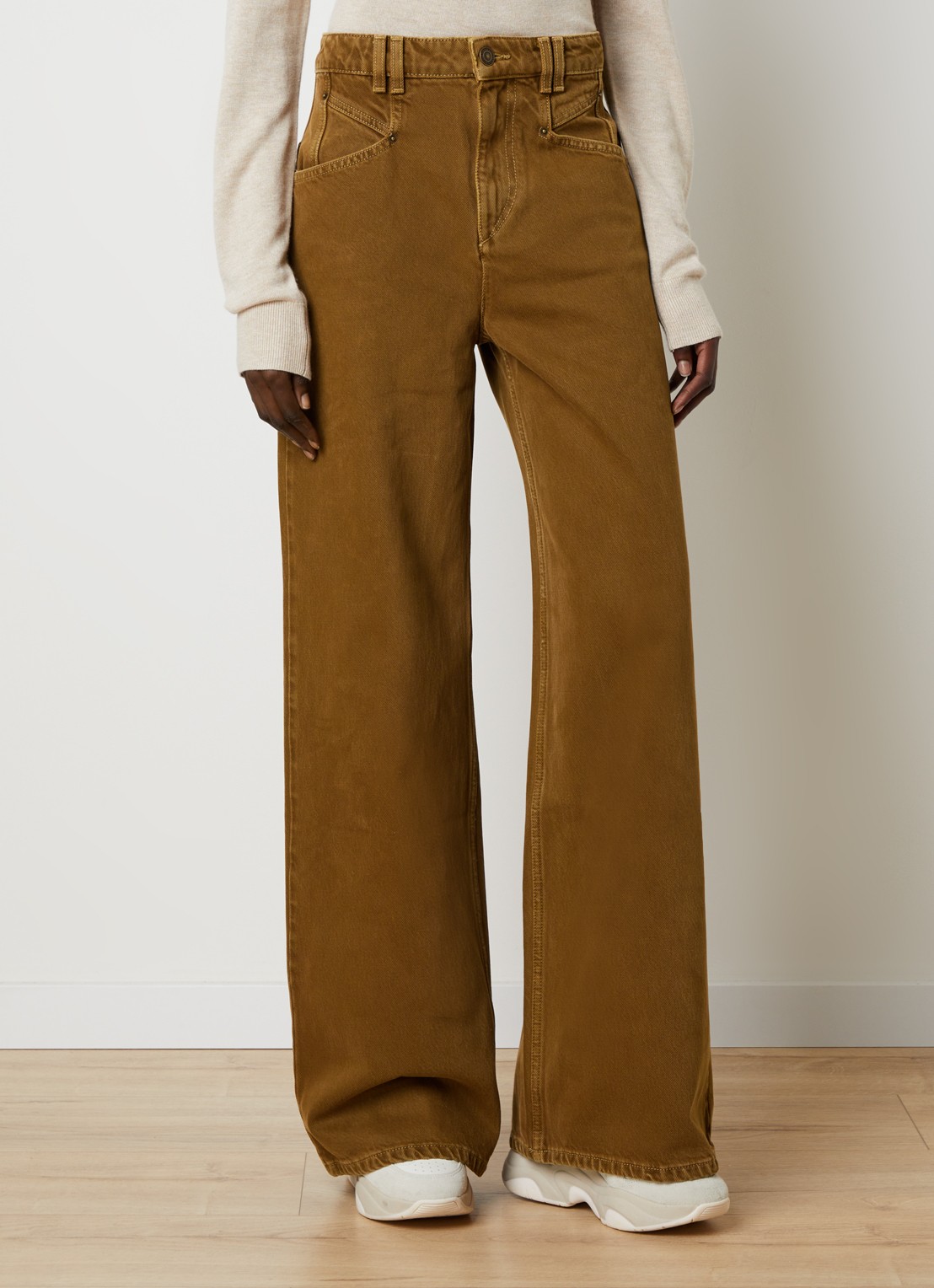 Isabel Marant Lemony high waist wide leg jeans met steekzakken - detail brons
