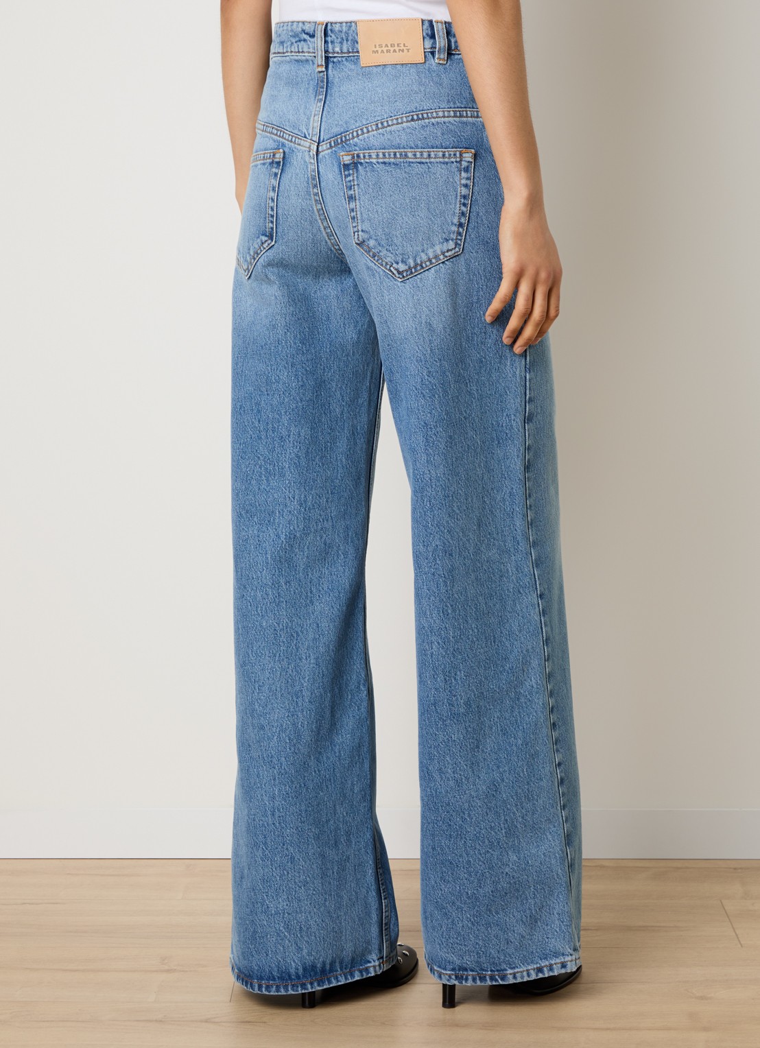 Isabel Marant Lemony high waist wide leg jeans met steekzakken - achterkant indigo