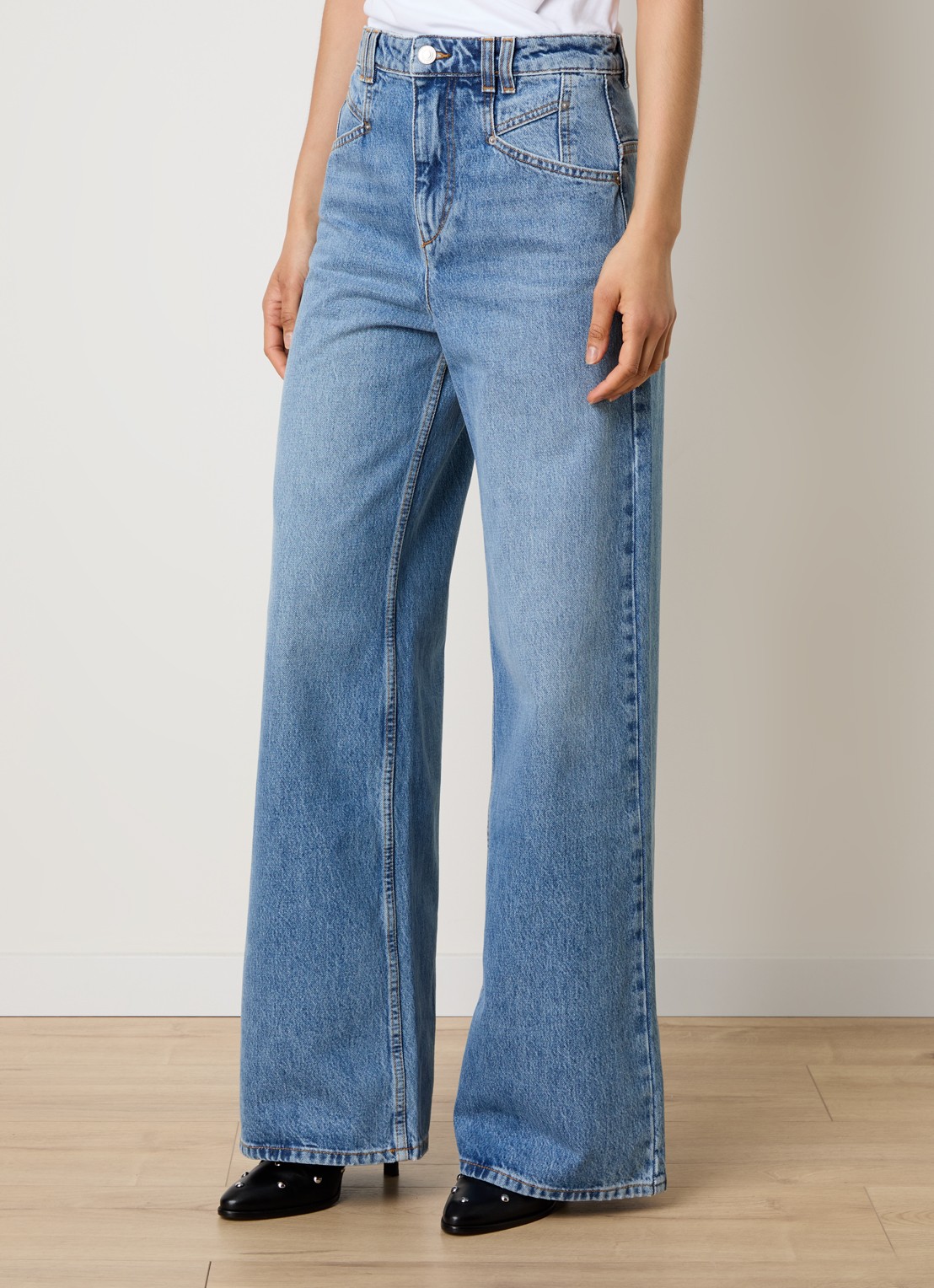 Isabel Marant Lemony high waist wide leg jeans met steekzakken - detail 4 indigo