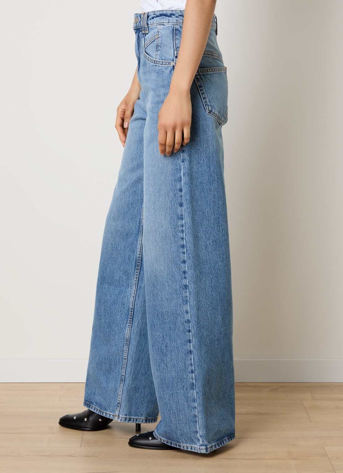 Isabel Marant Lemony high waist wide leg jeans met steekzakken - detail 5 indigo