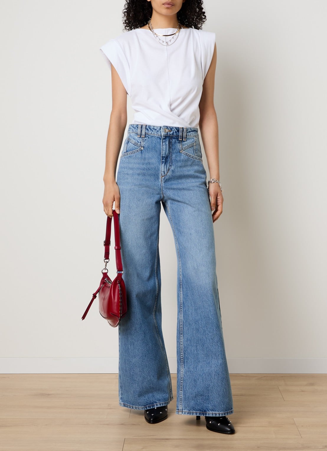 Isabel Marant Lemony high waist wide leg jeans met steekzakken - voorkant 3 indigo