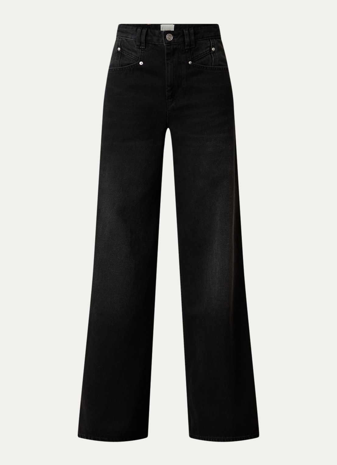Isabel Marant Lemony high waist wide leg jeans van  katoen  - voorkant 4 zwart