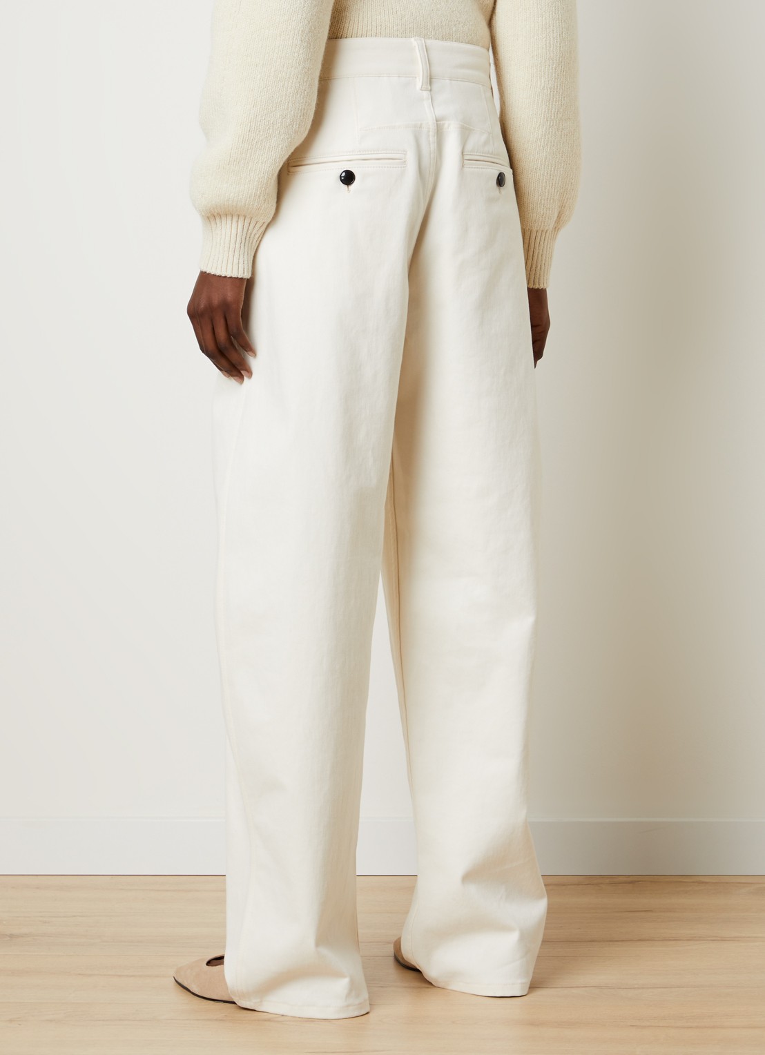 Isabel Marant Lenadia high waist wide fit broek met steekzakken - achterkant 5 ivoor