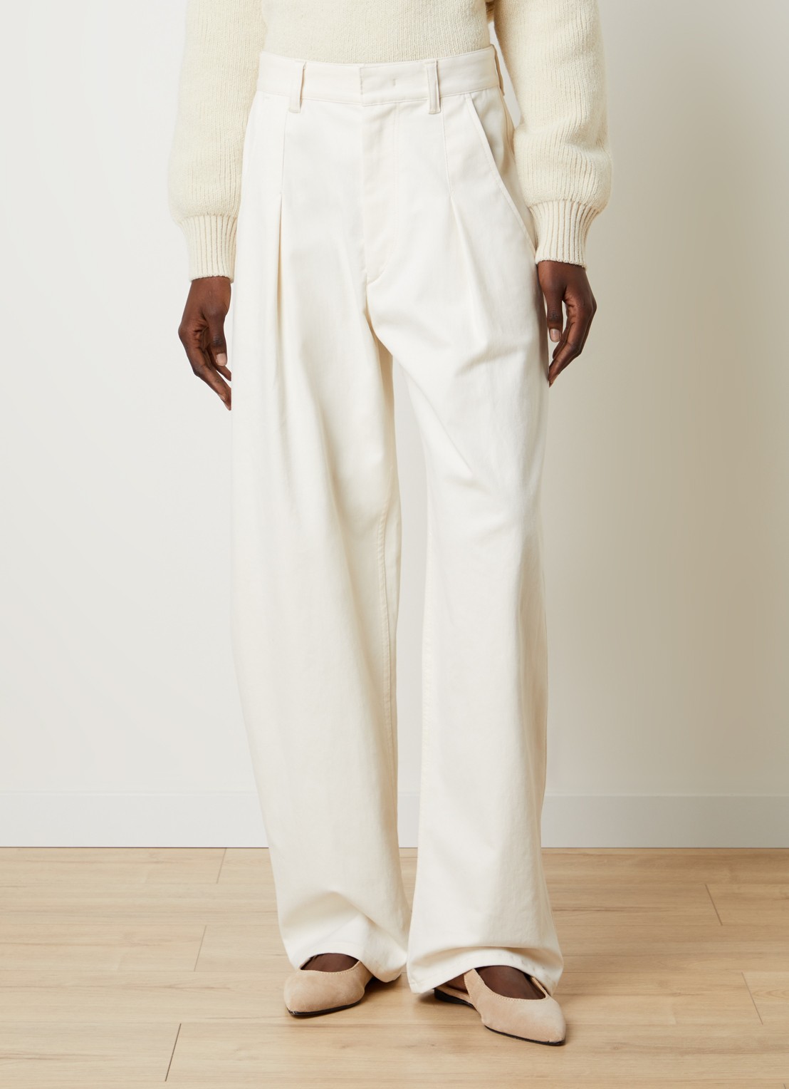 Isabel Marant Lenadia high waist wide fit broek met steekzakken - detail ivoor