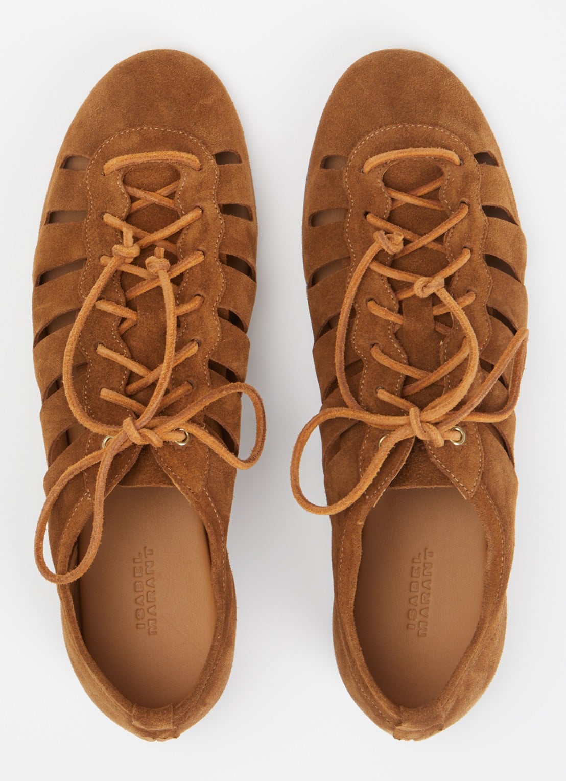 Isabel Marant Leyza sneaker van kalfssuède - detail 2 cognac