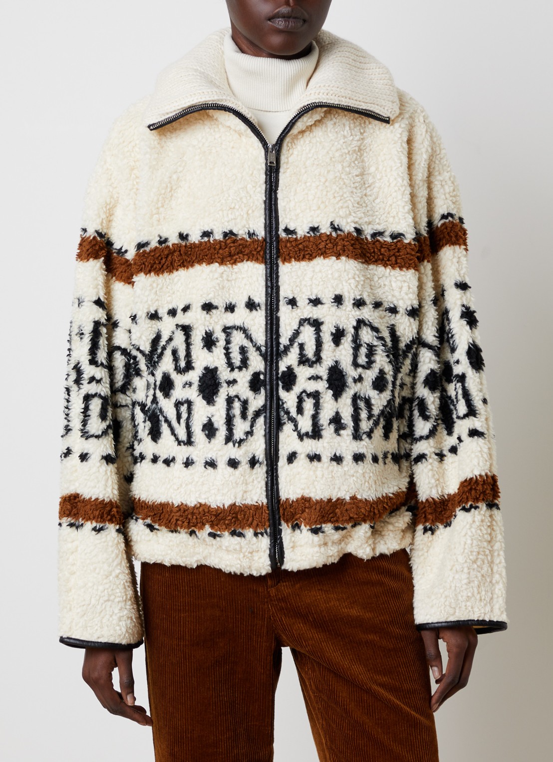 Isabel Marant Lijka jack van fleece met print - detail 2 gebroken wit