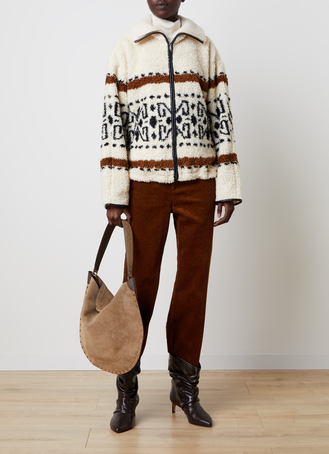 Isabel Marant Lijka jack van fleece met print - voorkant 6 gebroken wit