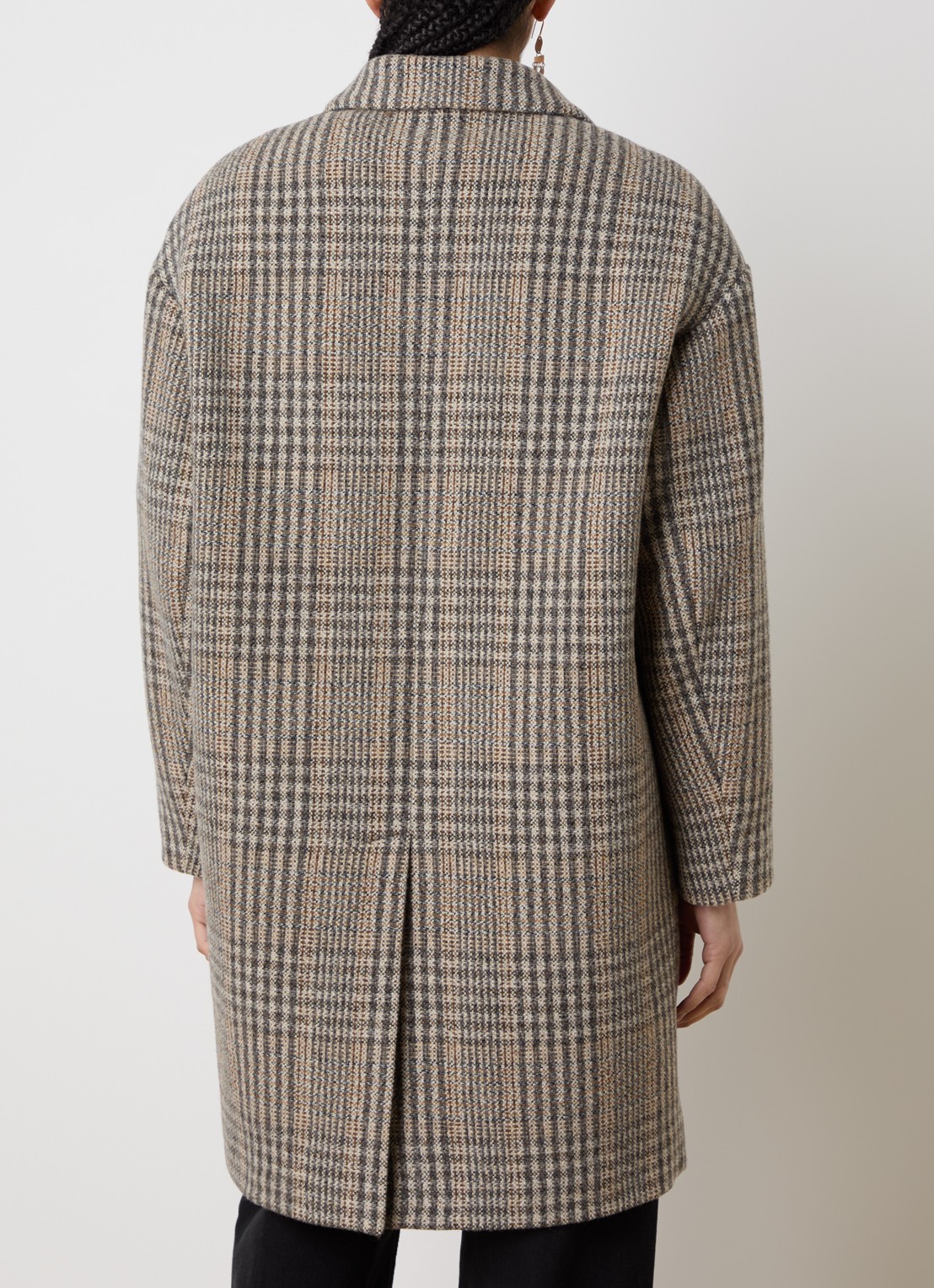 Isabel Marant Limiza mantel van wol met klepzakken - achterkant 6 donkerbeige