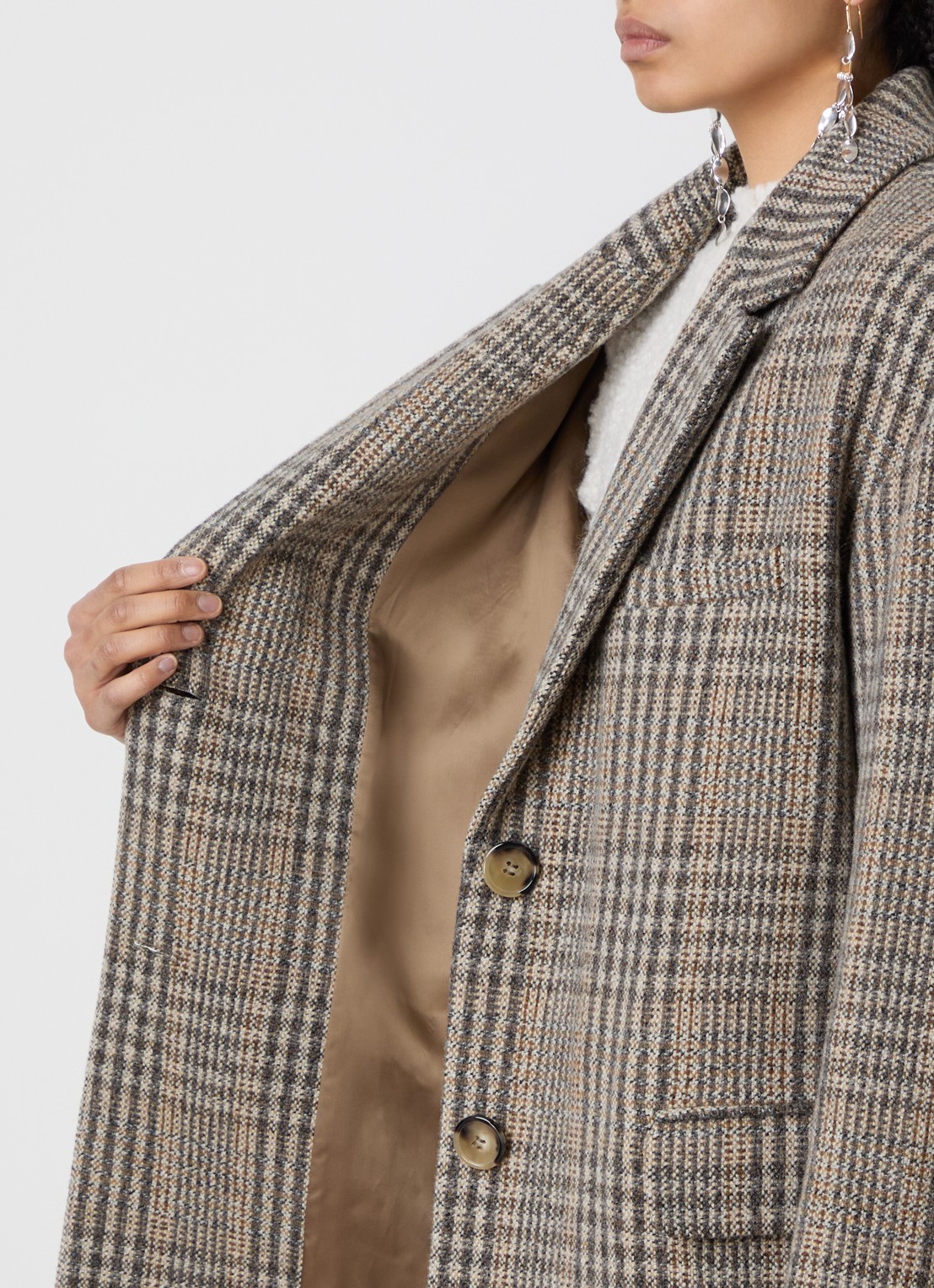 Isabel Marant Limiza mantel van wol met klepzakken - detail 3 donkerbeige