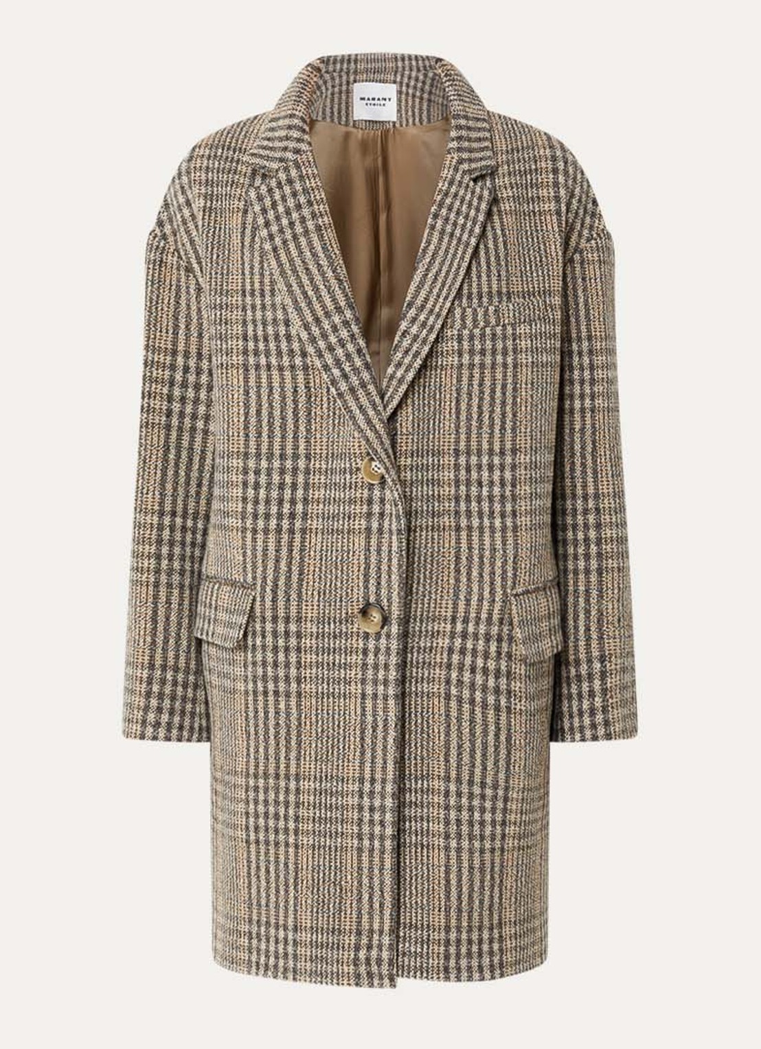 Isabel Marant Limiza mantel van wol met klepzakken - voorkant 4 donkerbeige