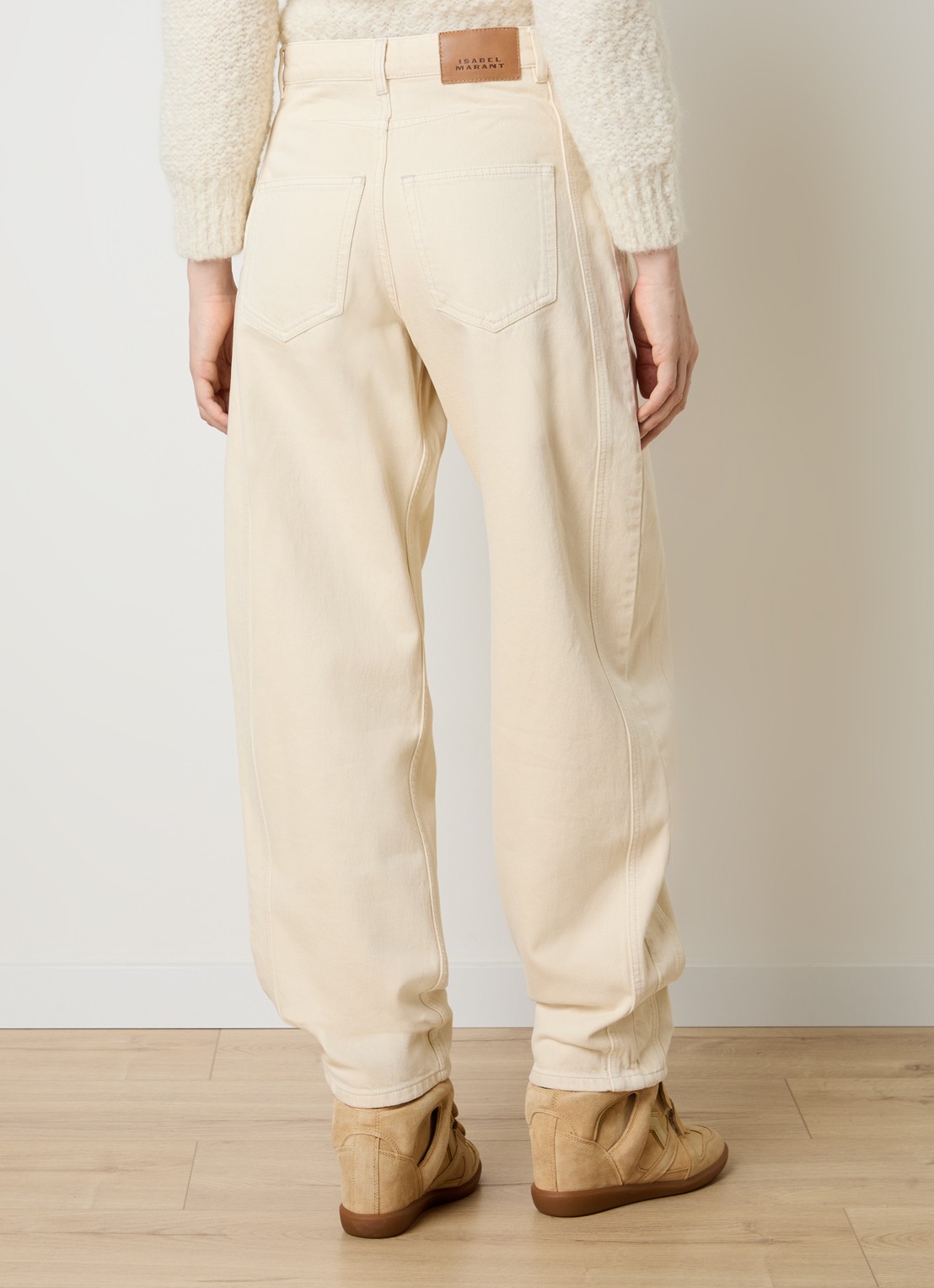 Isabel Marant Lisha high waist tapered jeans met gekleurde wassing - achterkant beige