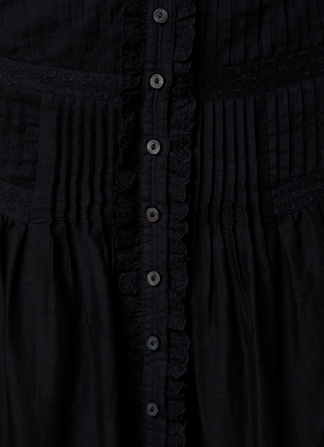 Isabel Marant Loraine maxi rok met borduring en volant - detail 2 zwart