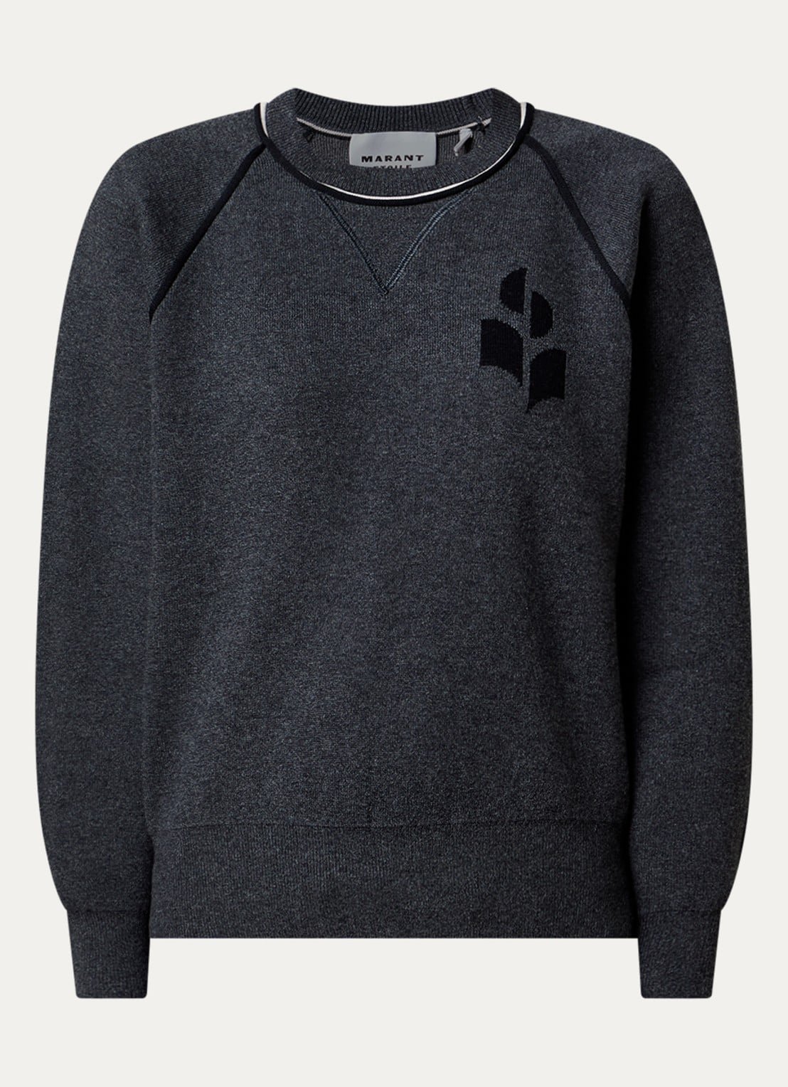 Isabel Marant Loriby sweater in wolblend met logo - voorkant antraciet