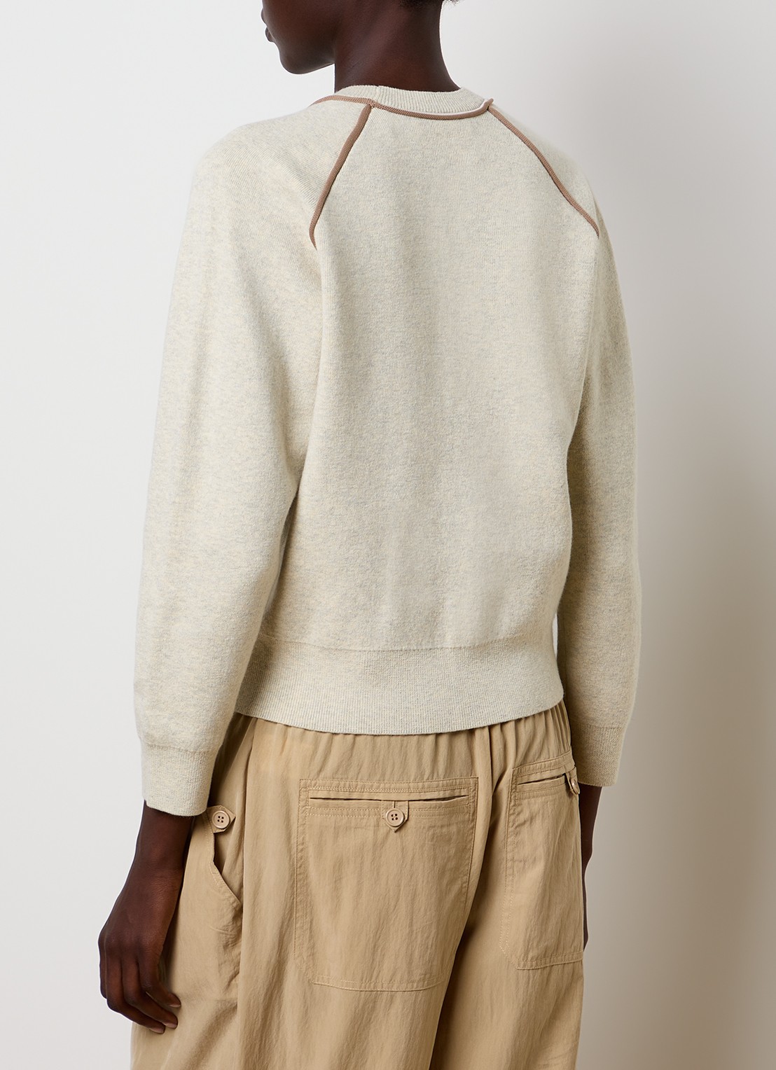 Isabel Marant Loriby sweater in wolblend met logo - achterkant khaki