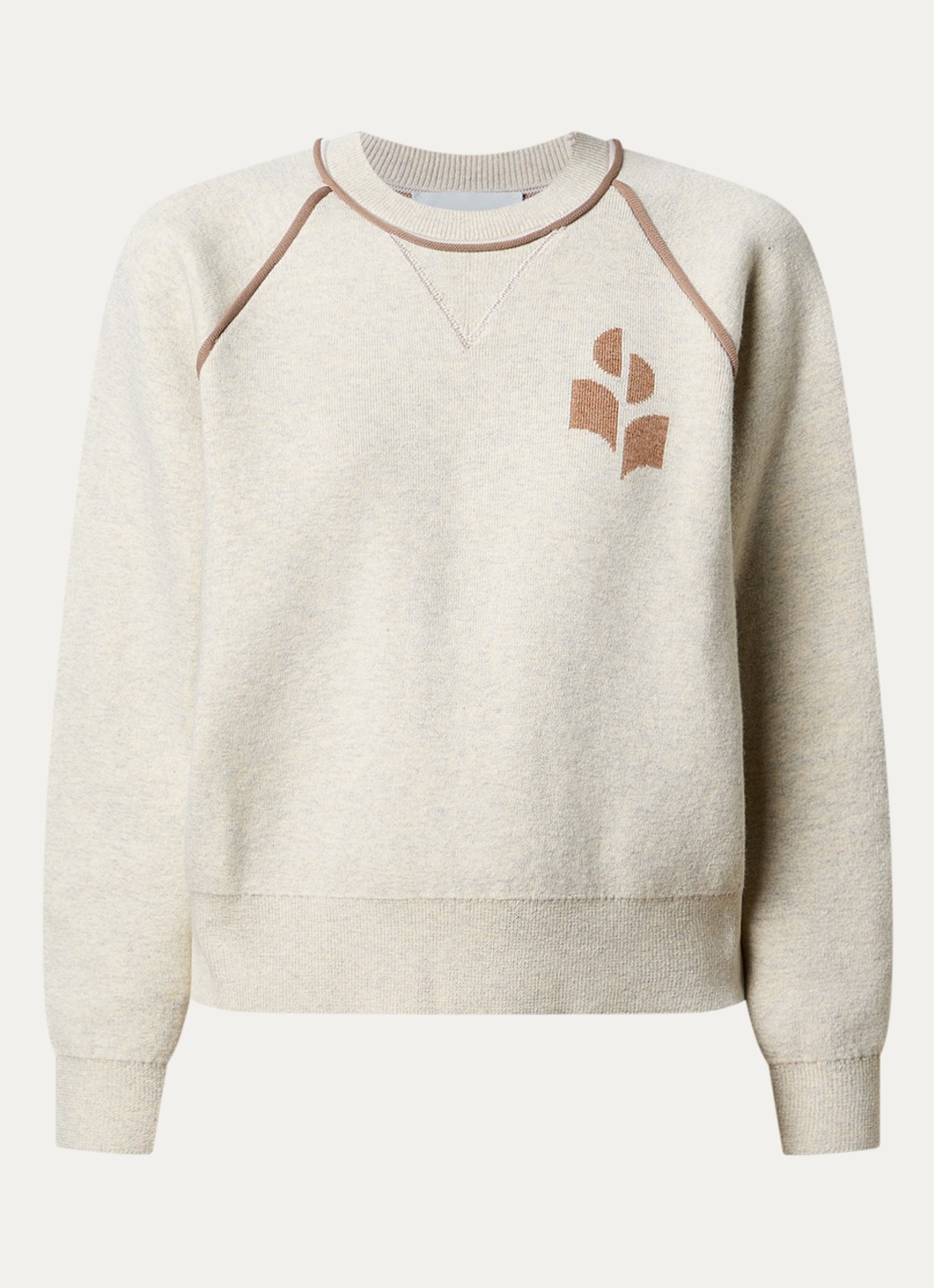Isabel Marant Loriby sweater in wolblend met logo - voorkant 2 khaki