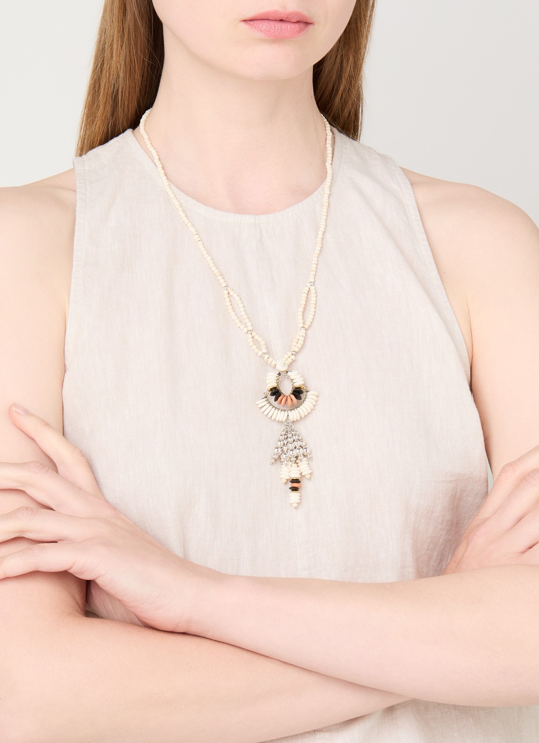 Isabel Marant Lyna kralenketting - voorkant 5 gebroken wit
