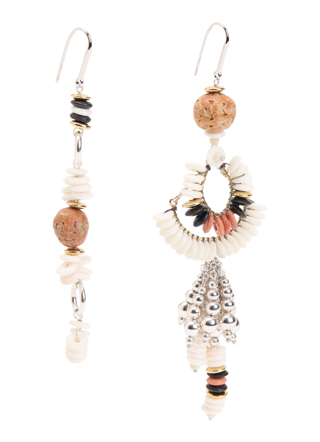 Isabel Marant Lyna oorhangers met kralen - voorkant 2 gebroken wit