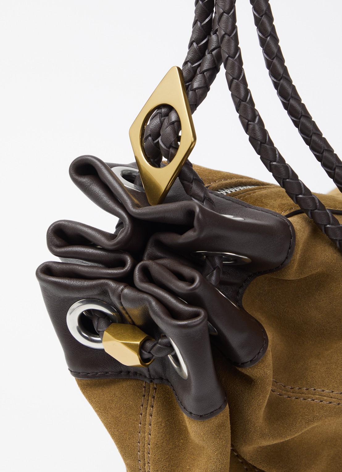 Isabel Marant Maia medium schoudertas van kalfssuède met verstelbare schouderriem - detail 5 cognac