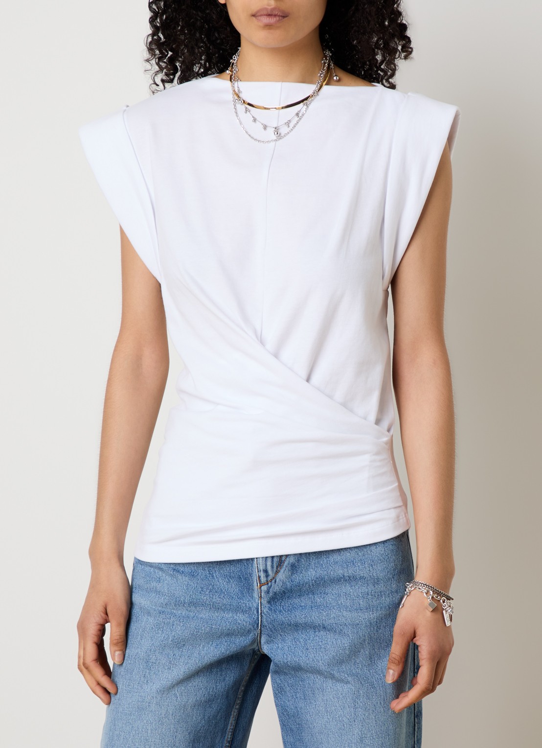 Isabel Marant Maisan top met asymmetrische zoom - detail wit
