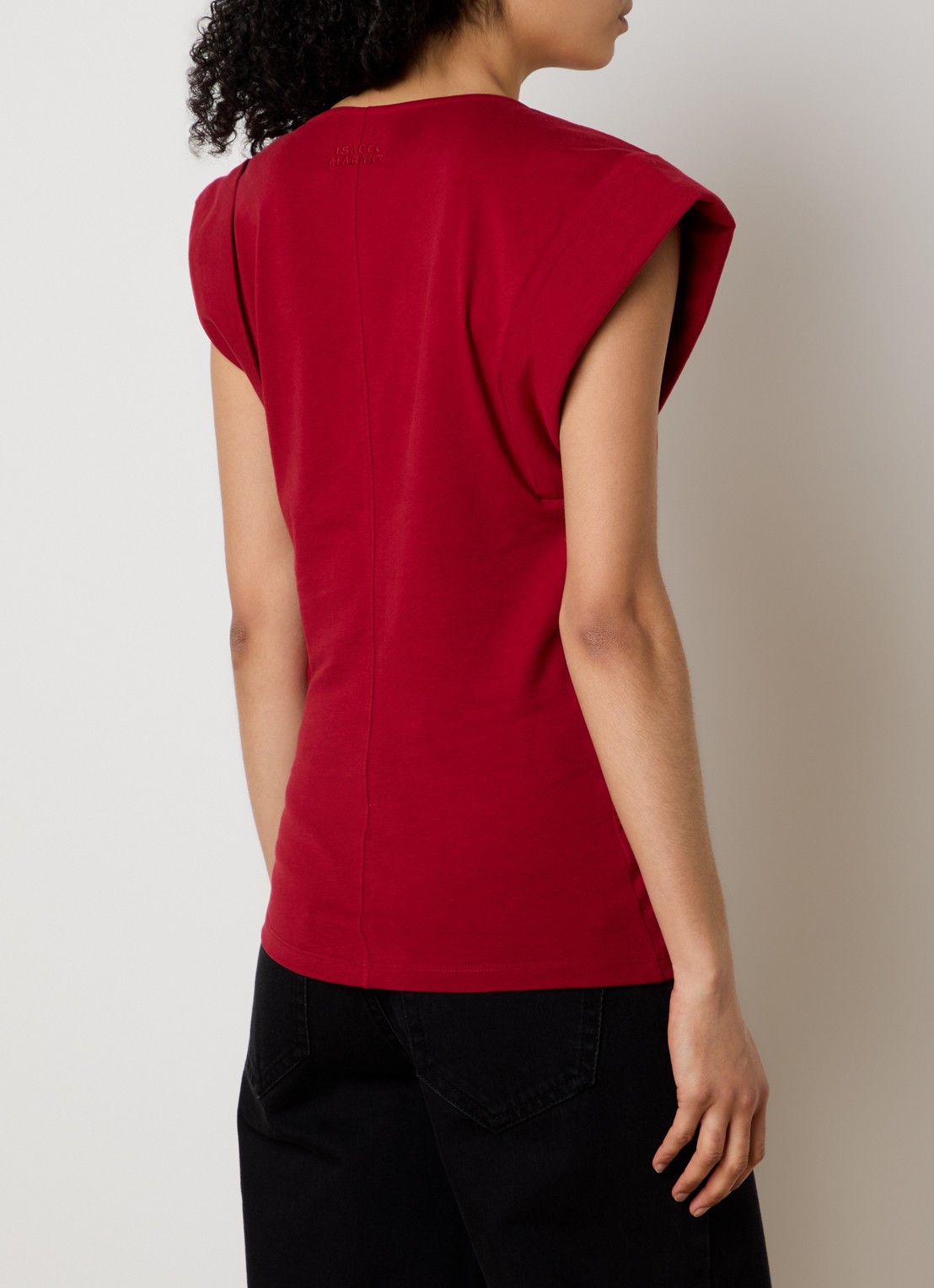 Isabel Marant Maisan top met asymmetrische zoom - achterkant 5 cranberryrood