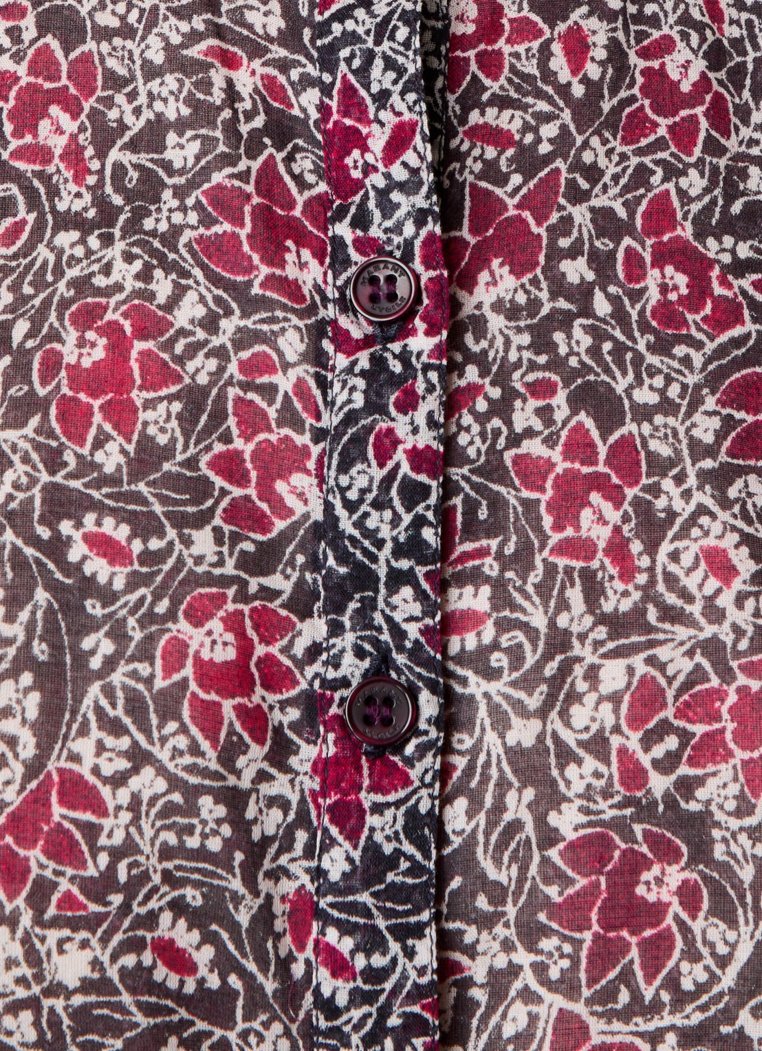 Isabel Marant Maria tuniek met bloemenprint - detail 5 cranberryrood