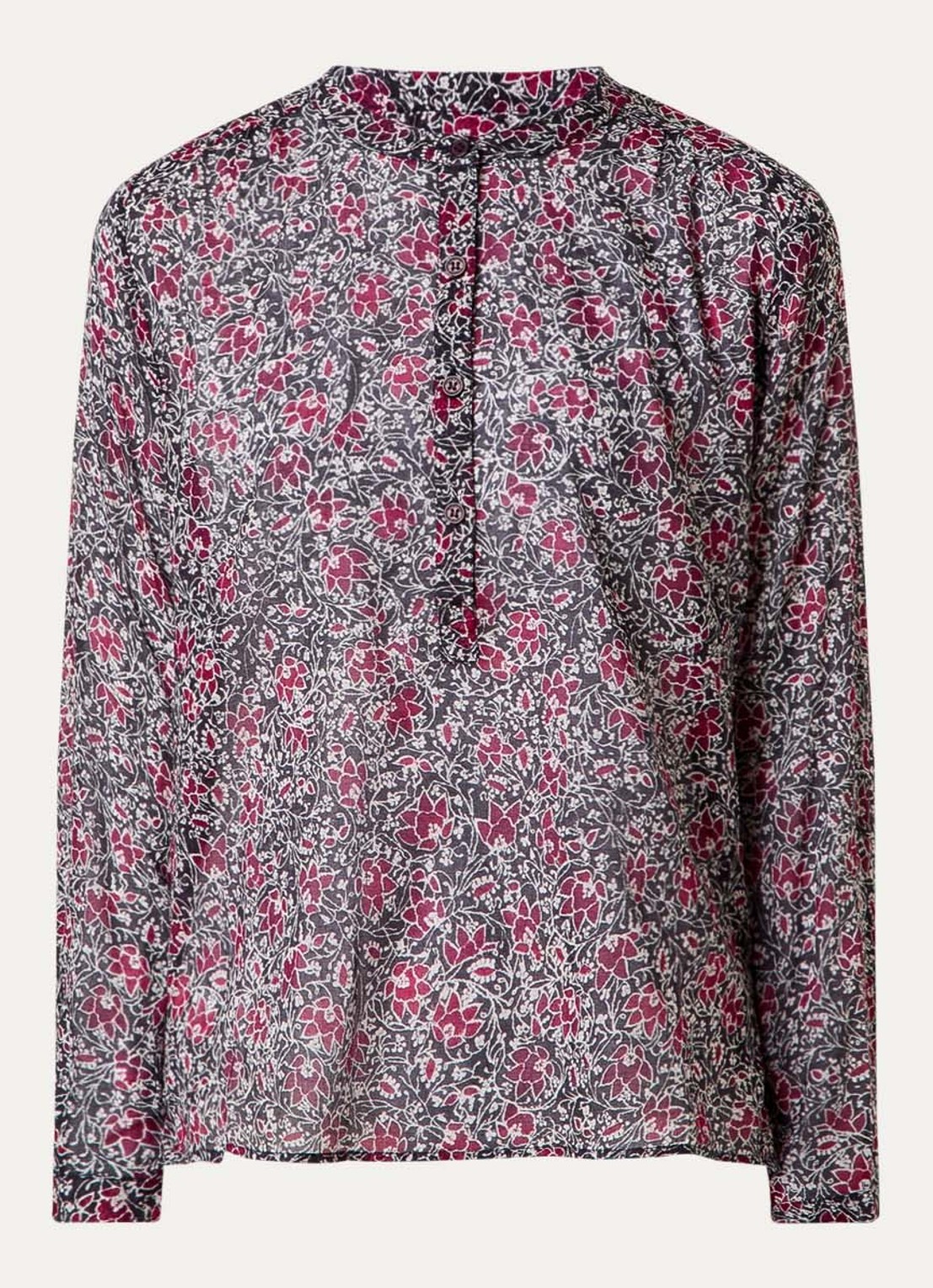 Isabel Marant Maria tuniek met bloemenprint - voorkant 2 cranberryrood