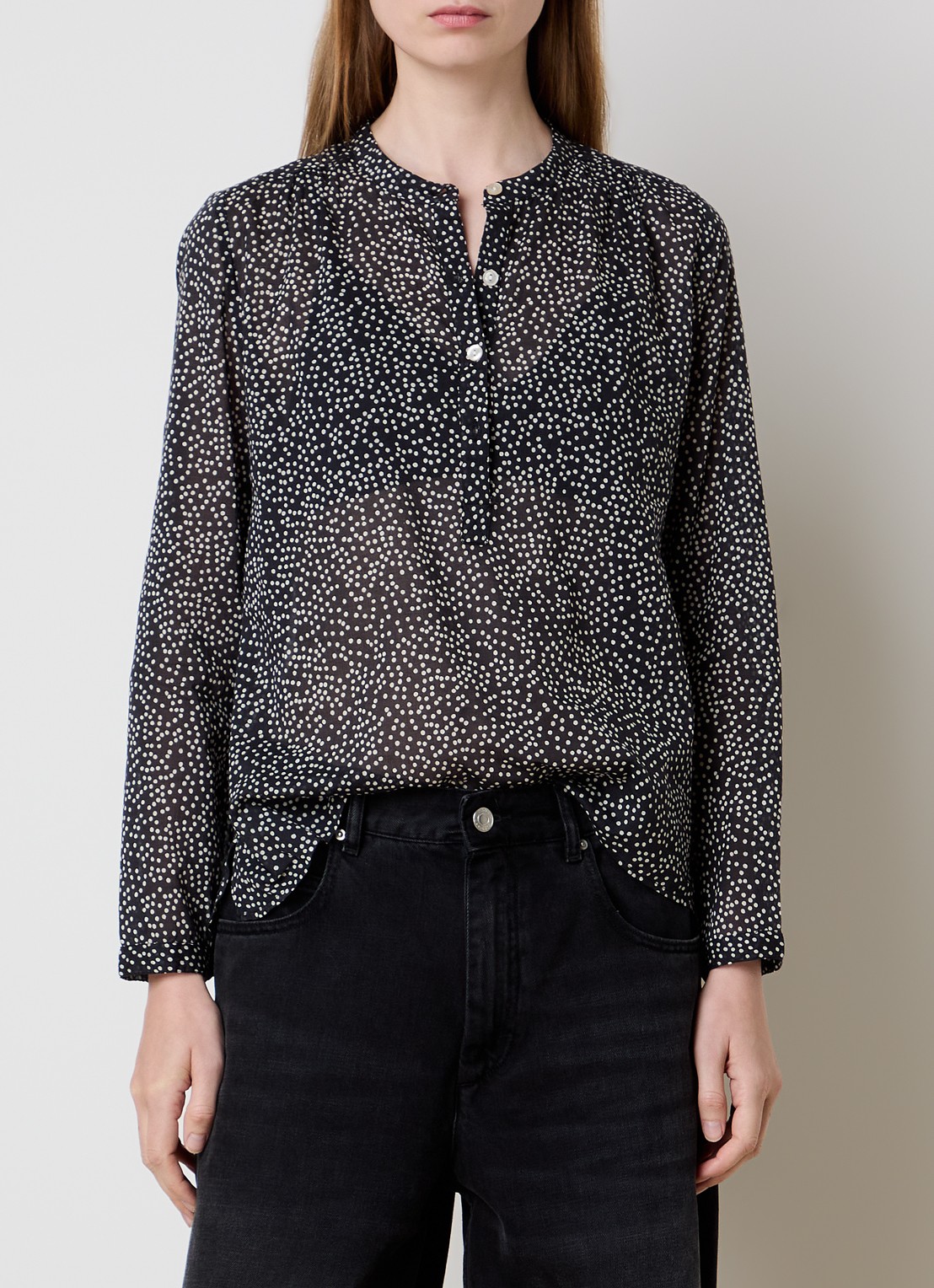 Isabel Marant Maria tuniek met stippenprint - detail 2 zwart