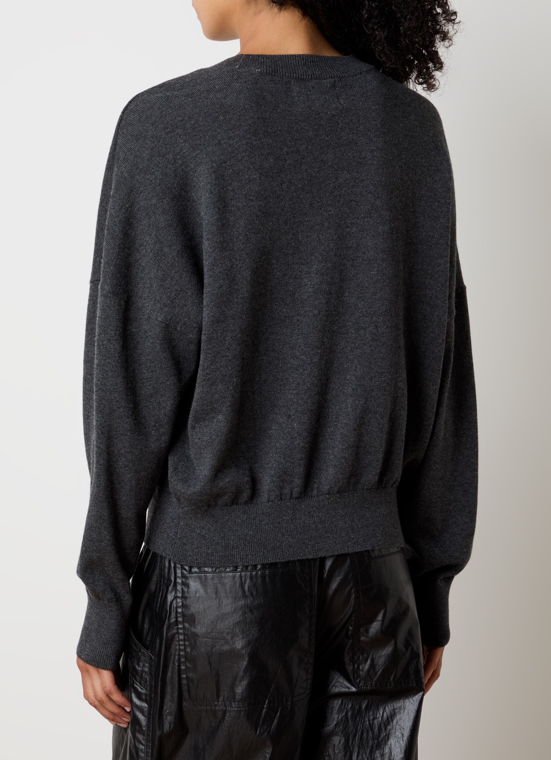 Isabel Marant Marisans fijngebreide pullover in wolblend met ingebreid logo  - achterkant 5 antraciet